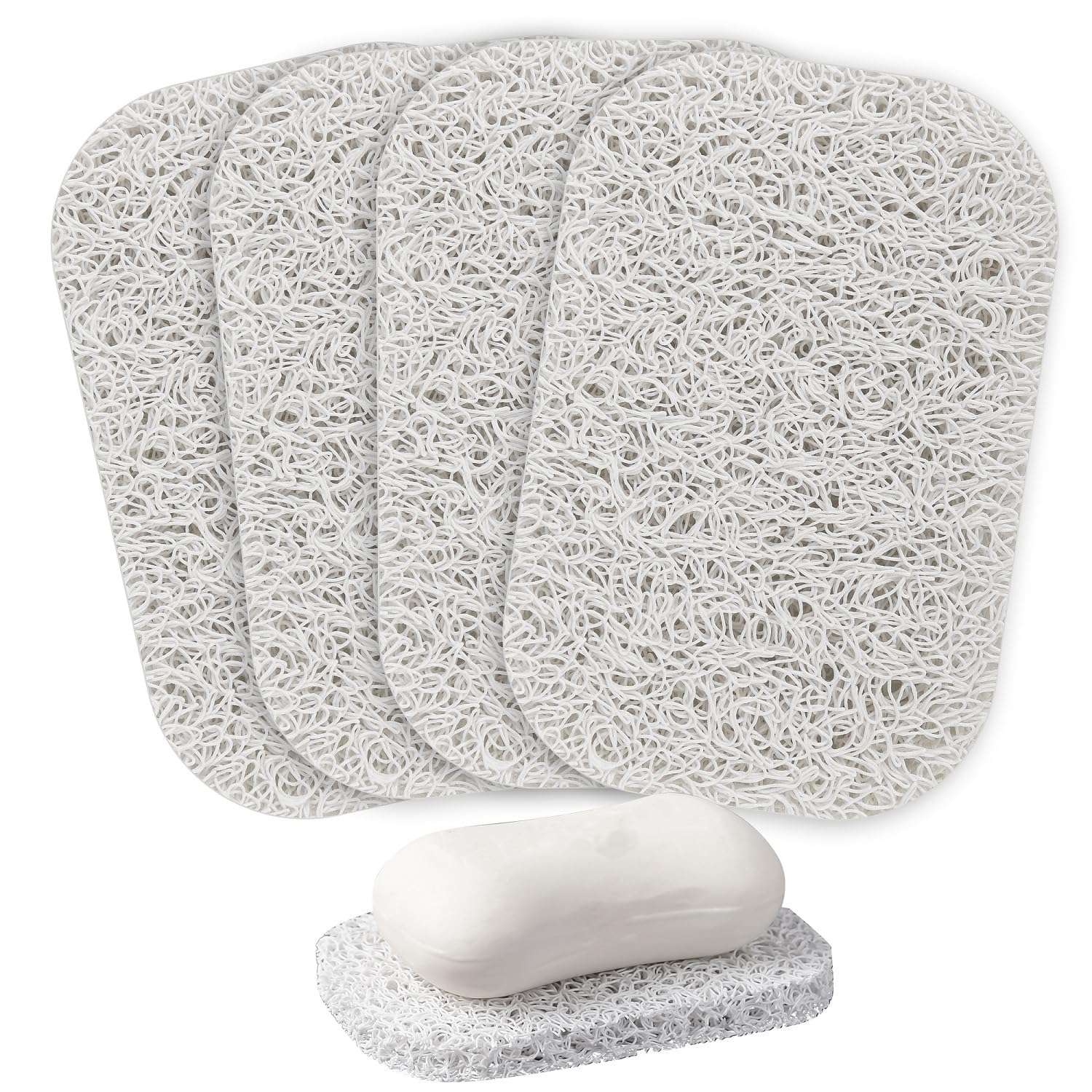 4PCS White Soap Holder PadBPA-Free Savers Pads for Soap Dish,Easy to Clean Soap Lifting Pads Suitable for Shower Kitchen Bathroom Bathroom Travel Hotel Cleaning Products - Image 1