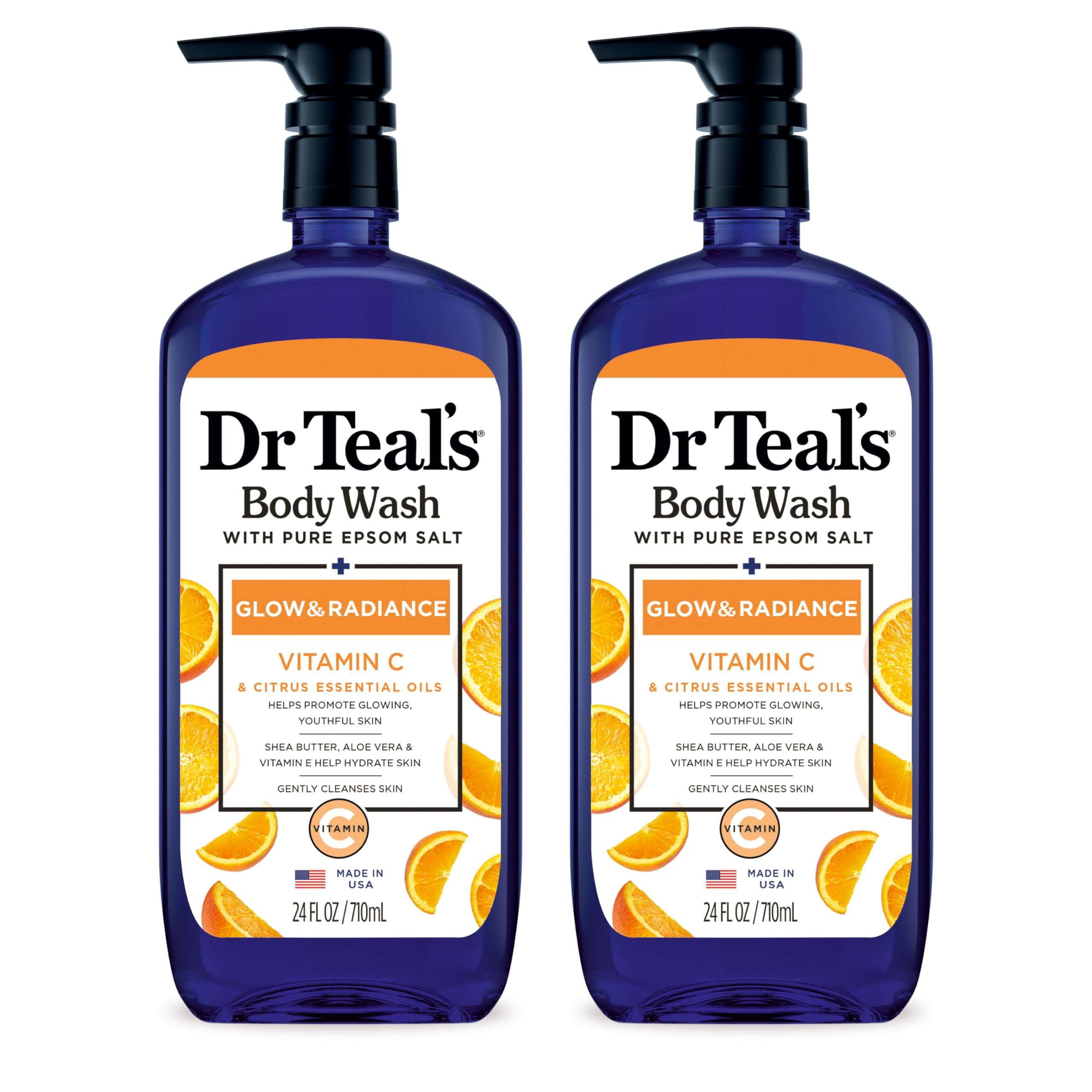 Dr Teal's Glow & Radiance with Vitamin C & Citrus Essential Oils Body Wash 24oz Pack of 2 - Image 1