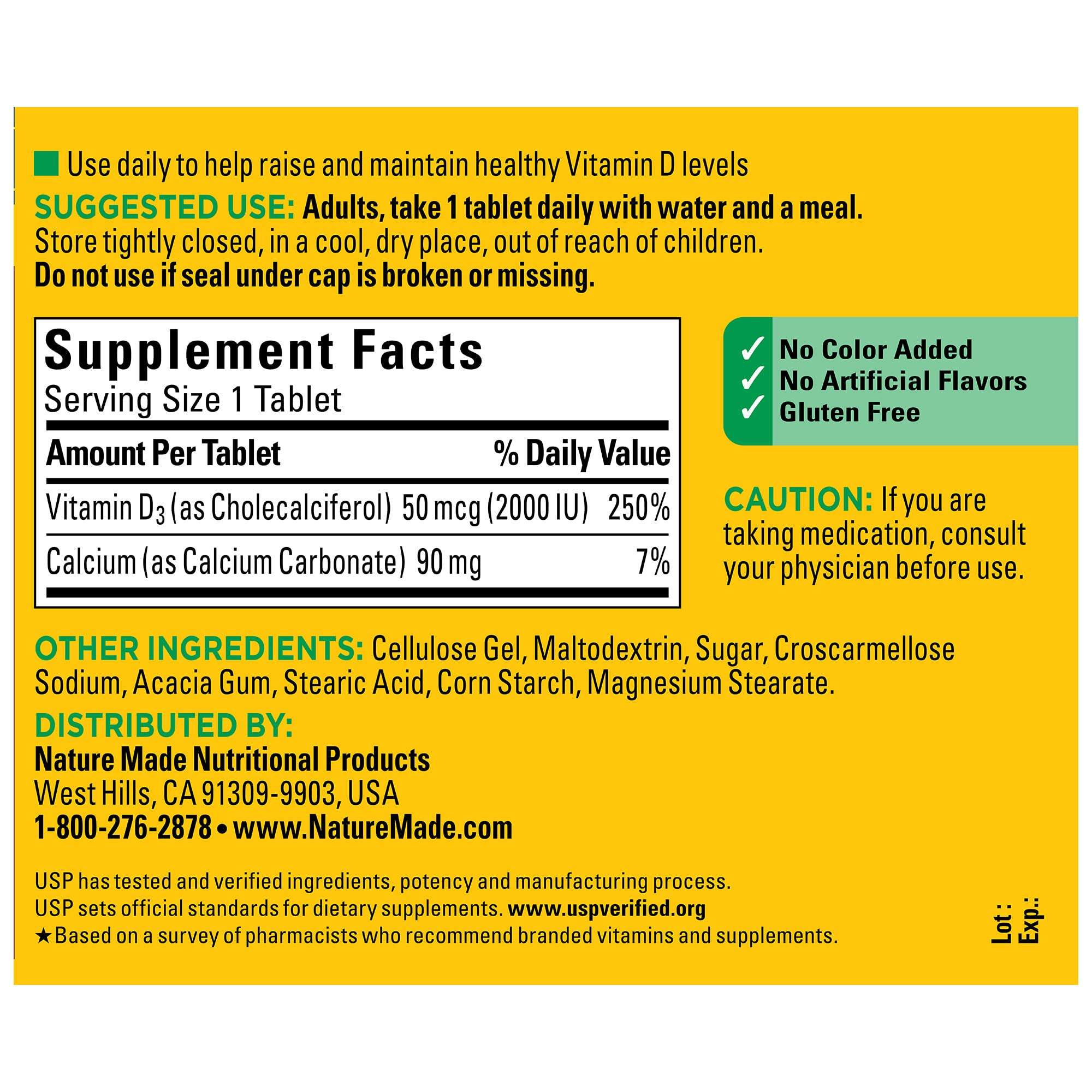 Nature Made Vitamin D3 2000 IU (50 mcg), Vitamin D Supplement for Bone, Teeth, Muscle and Immune Health Support, 220 Tablets, 220 Day Supply - Image 5