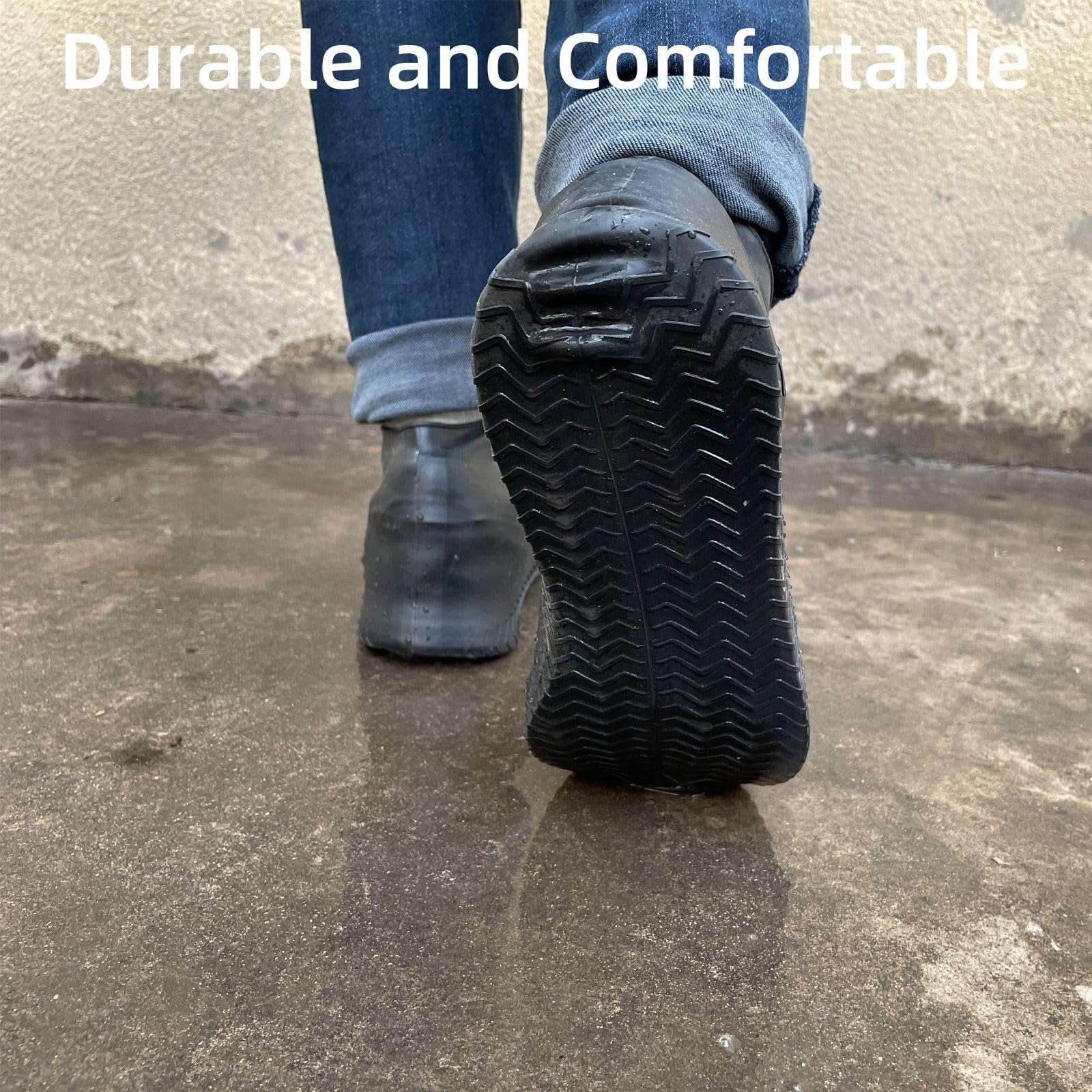 LSDWL Waterproof Shoe Covers 2 Pairs,Rain Shoe Covers Reusable Silicone Non Slip Shoe Covers for Outdoor,Rain Shoe Covers for Women and Men (Black, Large) - Image 3