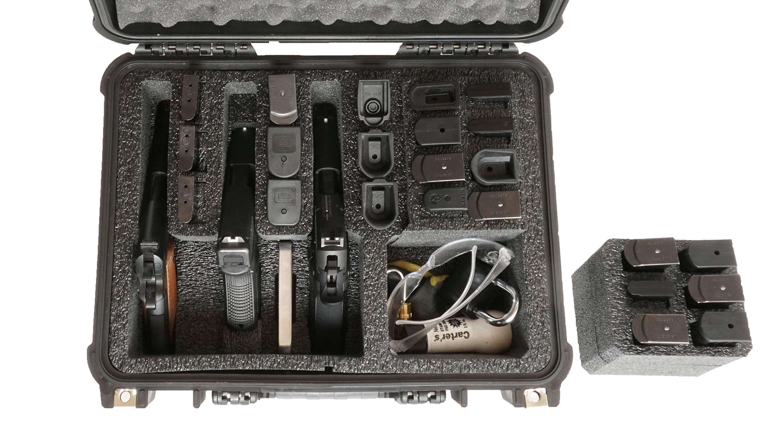 Case Club 3 Pistol & Accessory & Up to 23 Magazines Pre-Cut Waterproof Case with Silica Gel to Help Prevent Gun Rust (Gen 2) - Image 2