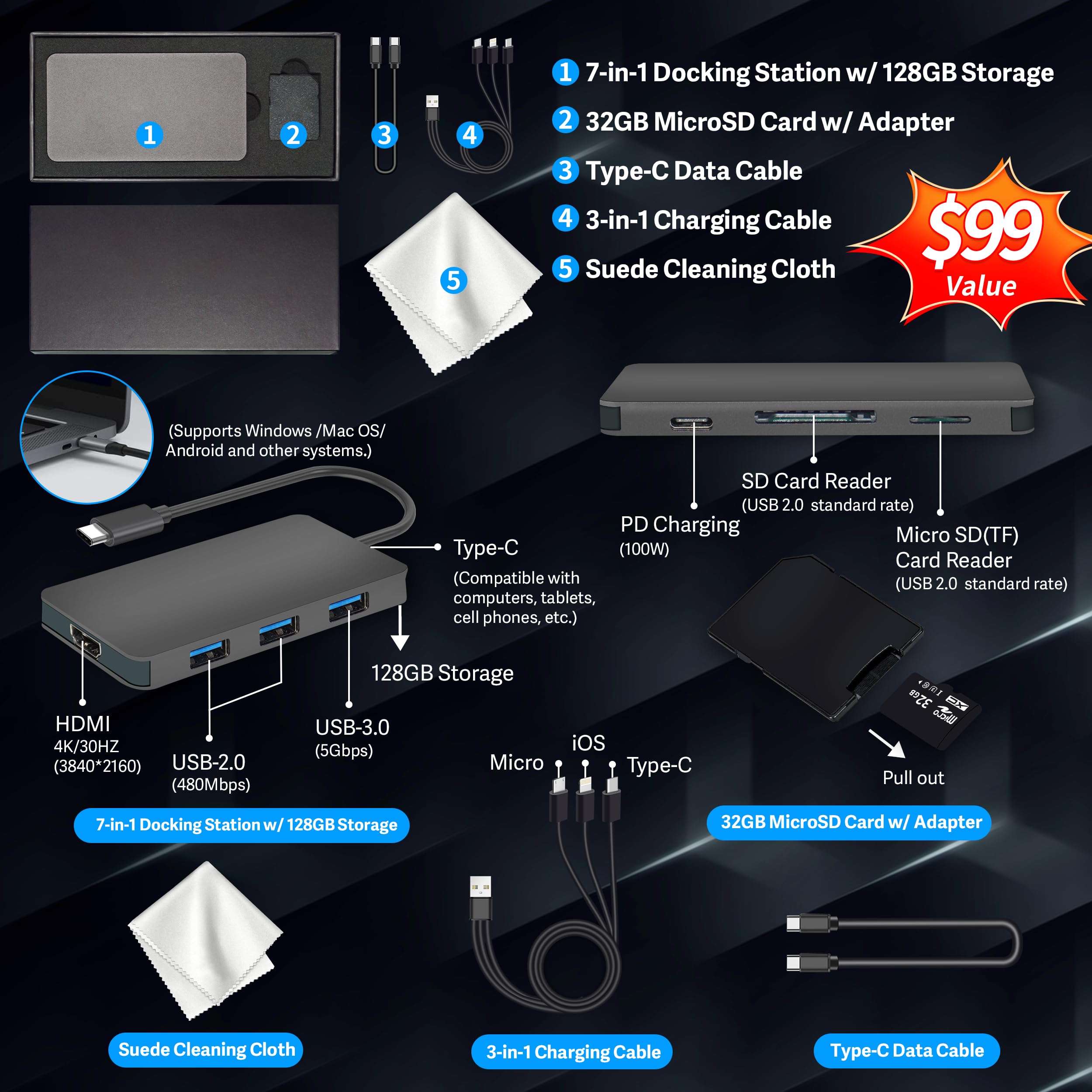 HP Stream 14" HD BrightView Laptop, Intel Celeron N150, 16GB RAM, 288GB Storage (128GB eMMC + 160GB Docking Station Set), Intel UHD Graphics, 720p Webcam, Wi-Fi, 1 Year Office 365, Win 11 S, Silver - Image 2