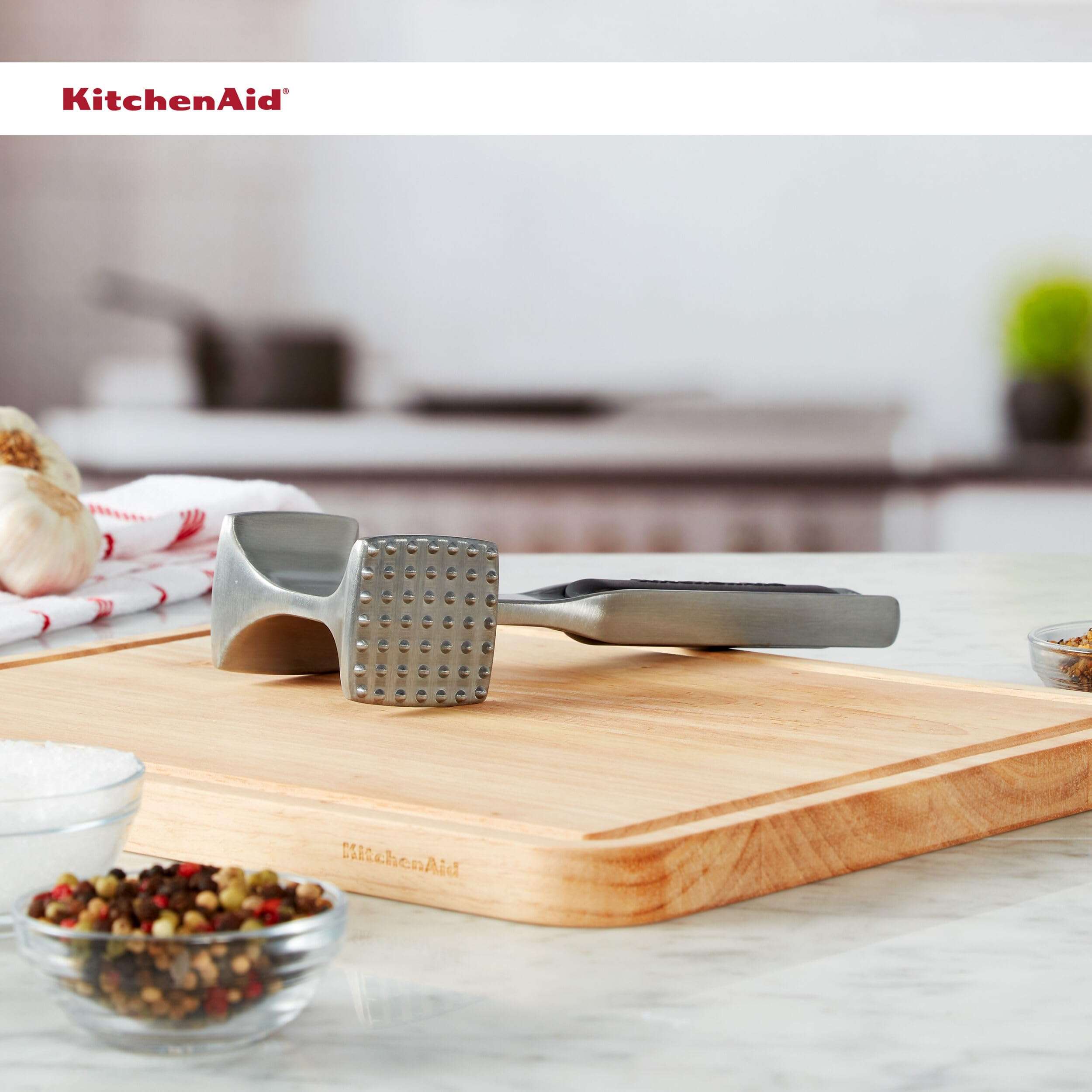 KitchenAid Gourmet Multi Sided Meat Tenderizer for Pounding Meats, Nuts, Shellfish, ect, Hang Hole for Easy Storage, Hand Wash, One Size, Black - Image 2