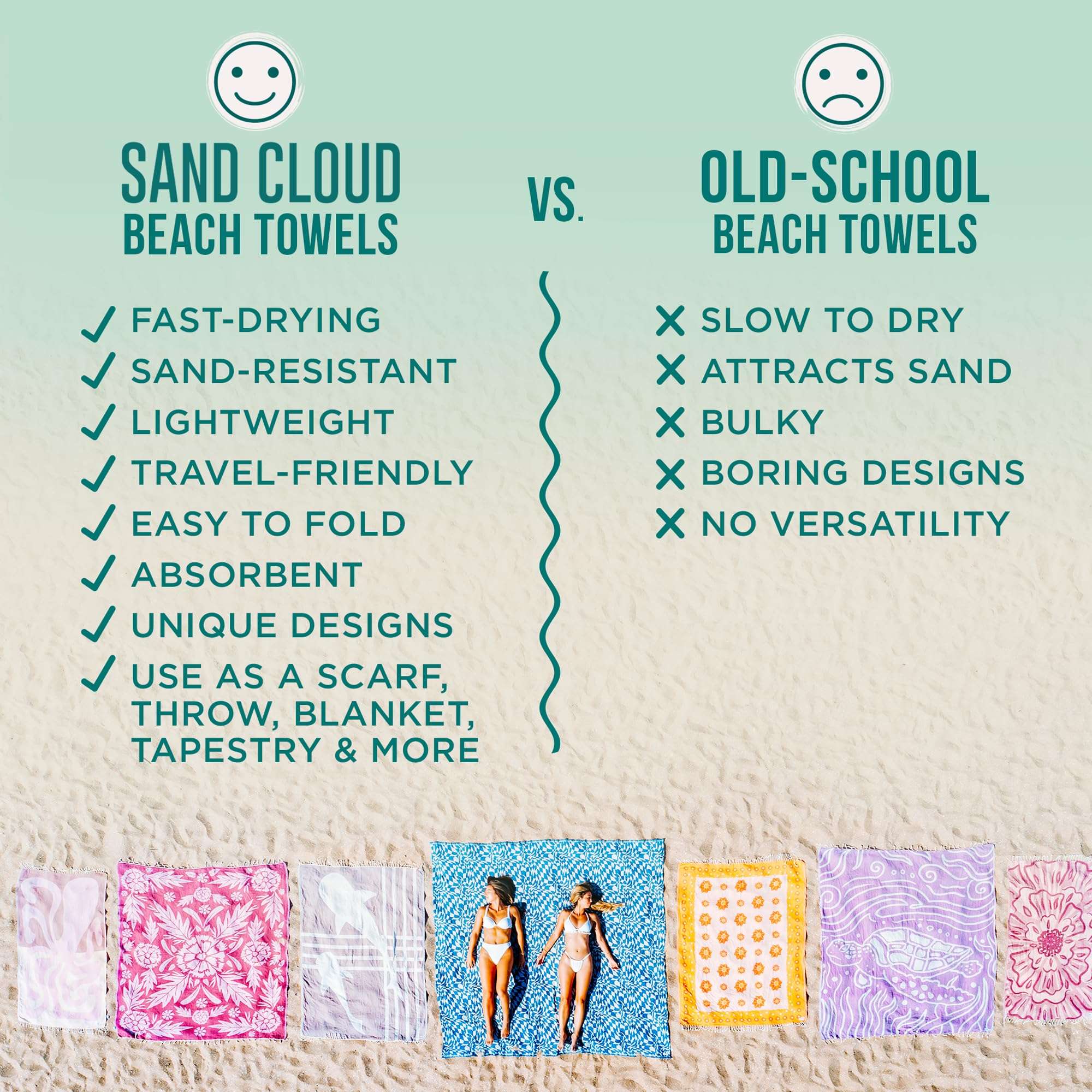 Sand Cloud Turkish Beach Towel - 100% Organic Cotton Turkish Bath Towels - Ultra Soft, Sand Free & Quick Dry Towel for Beach, Pool, or Picnic - As Seen on Shark Tank - Patriot Stripe - Image 4