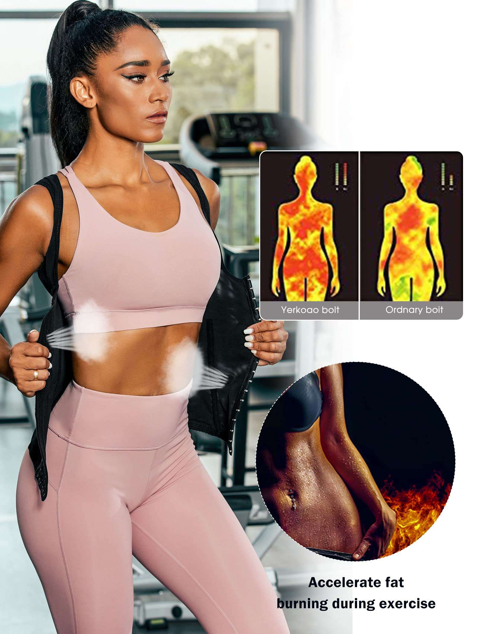Ekouaer Women's Underbust Corset Waist Trainer Cincher Steel Boned Body Shaper Tummy Fat Burner S-4XL - Image 5