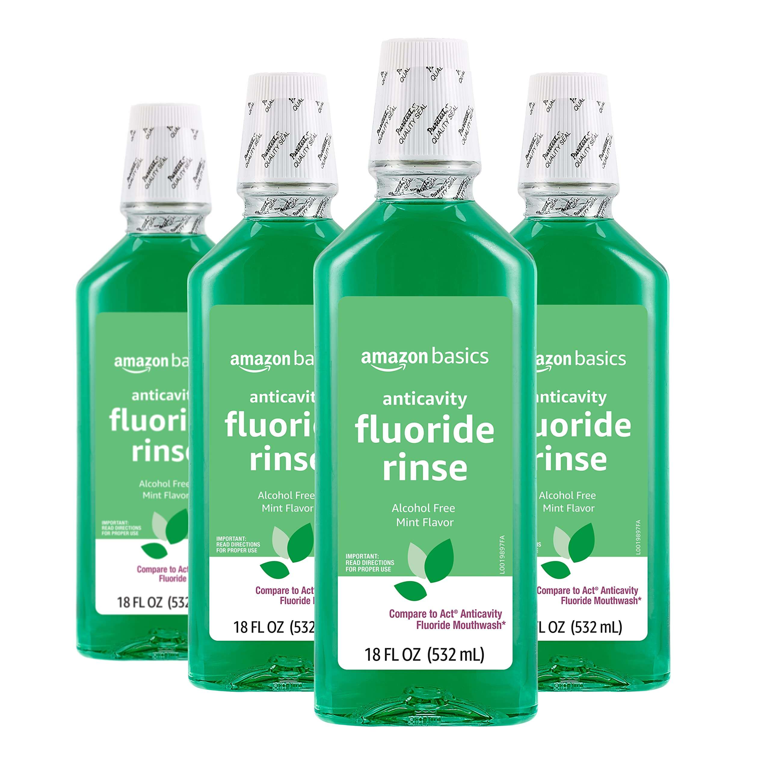 Amazon Basics Anticavity Fluoride Rinse, Alcohol-Free, Mint, 18 ounce (Pack of 4) - Image 1