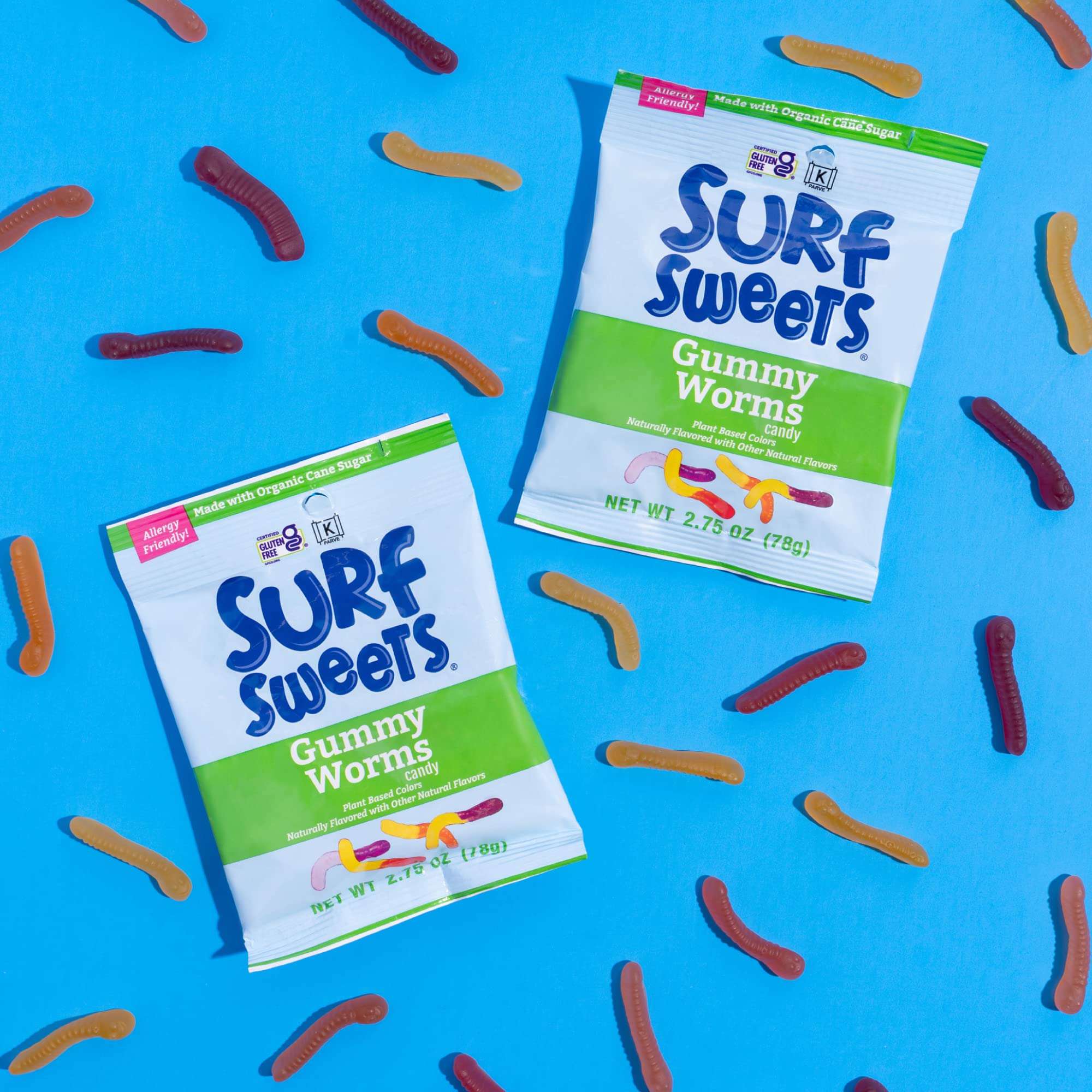 Surf Sweets Gummy Worms, Made with Organic Cane Sugar and Organic Fruit Juice, Gluten Free, Nut-Free, Vegetarian and No Artificial Colors or Flavors, 2.75 oz (Pack of 12) - Image 5