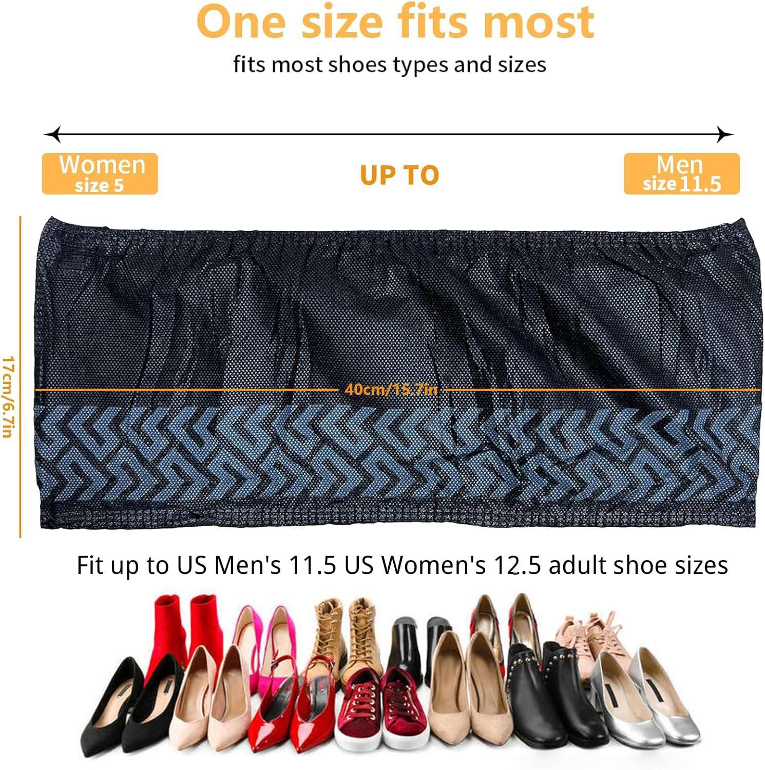 ioiopeak Shoe Covers Disposable 50 Pack (25 Pairs) - Durable, Non-Slip, Water Resistant, and Recyclable Boot Covers for Indoor and Outdoor Use - One Size Fits Most (Non-woven-Black) - Image 2