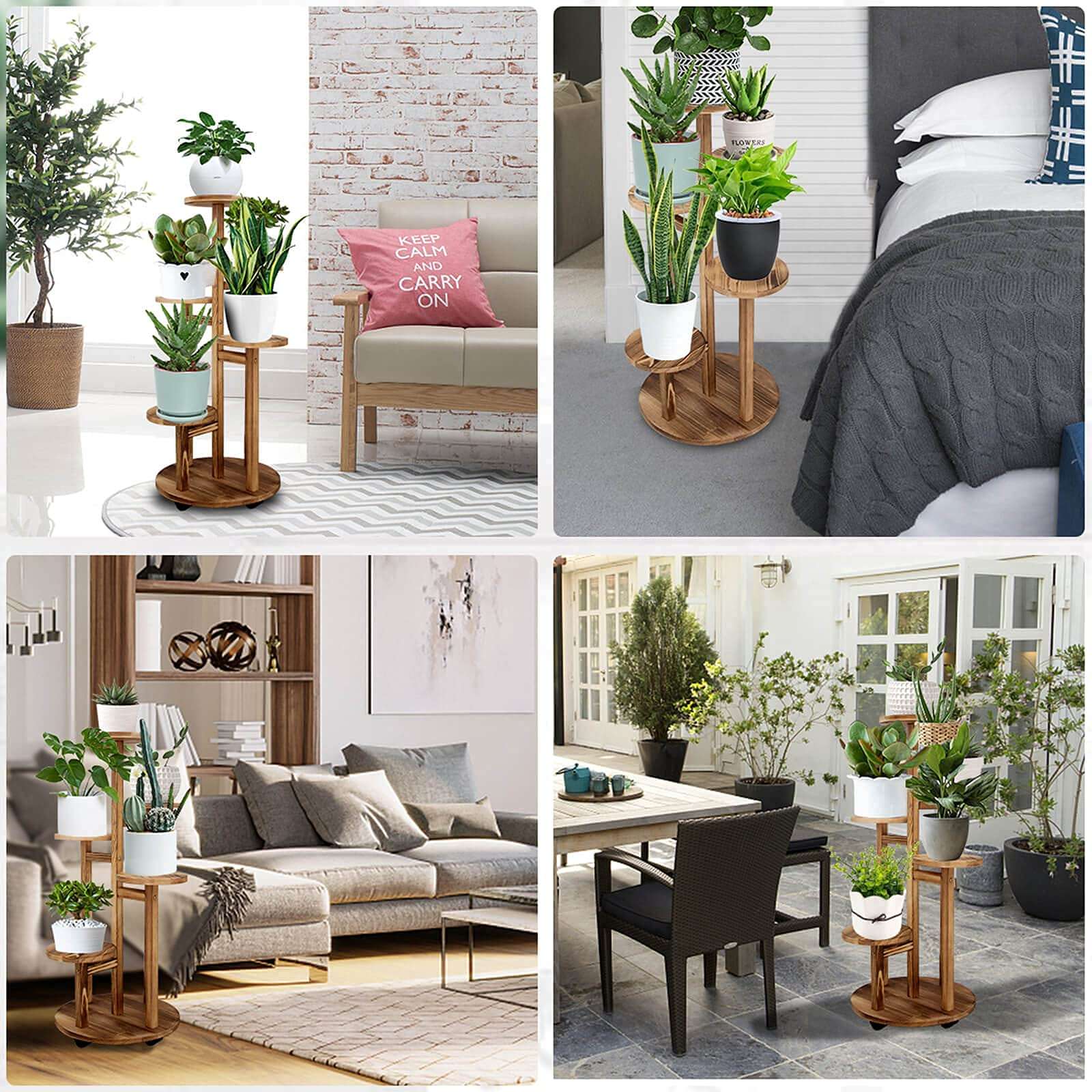 GEEBOBO 5 Tiered Tall Plant Stand for Indoor, Wood Plant Shelf Corner Display Rack, Multi-tier Planter Pot Holder Flower Stand for Living Room Balcony Garden Patio (Walnut) - Image 5