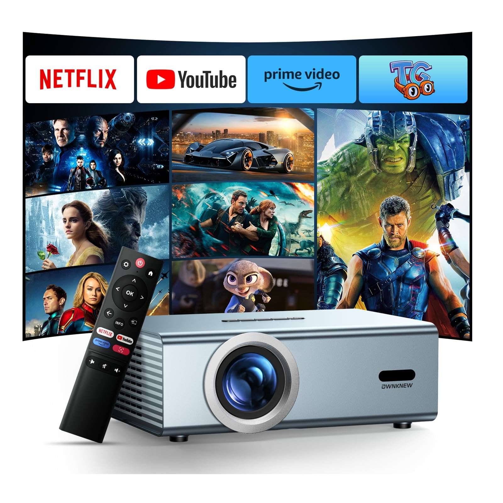 [Netflix Officially & Dolby Audio] Smart Projector with WiFi6 and Bluetooth5.3, Electric Focus & Auto Keystone 4K Support, High Brightness Movie Projectors, Native 1080P Proyector Built-in Apps - Image 1