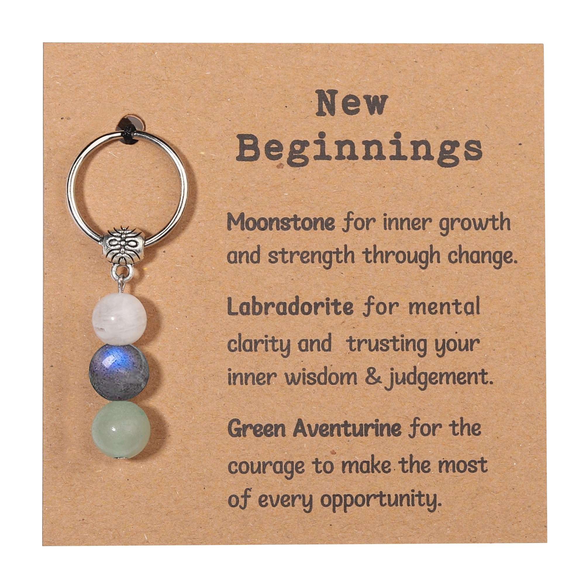 GINAZL Natural Crystals Keychain Gift for New Beginnings, Small Healing Stones Keychain for Anxiety Relief. Healing Crystals - Image 1