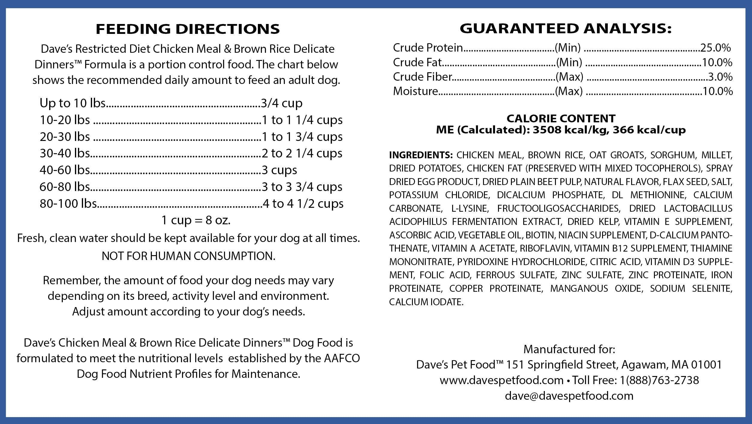Dave's Natural Pet Food | Restricted Diet Chicken Meal & Brown Rice Dry Dog Food | Solve Food Sensitivities Naturally | Family Owned, Made in USA, for All Life Stages | 4# Bag - Image 4