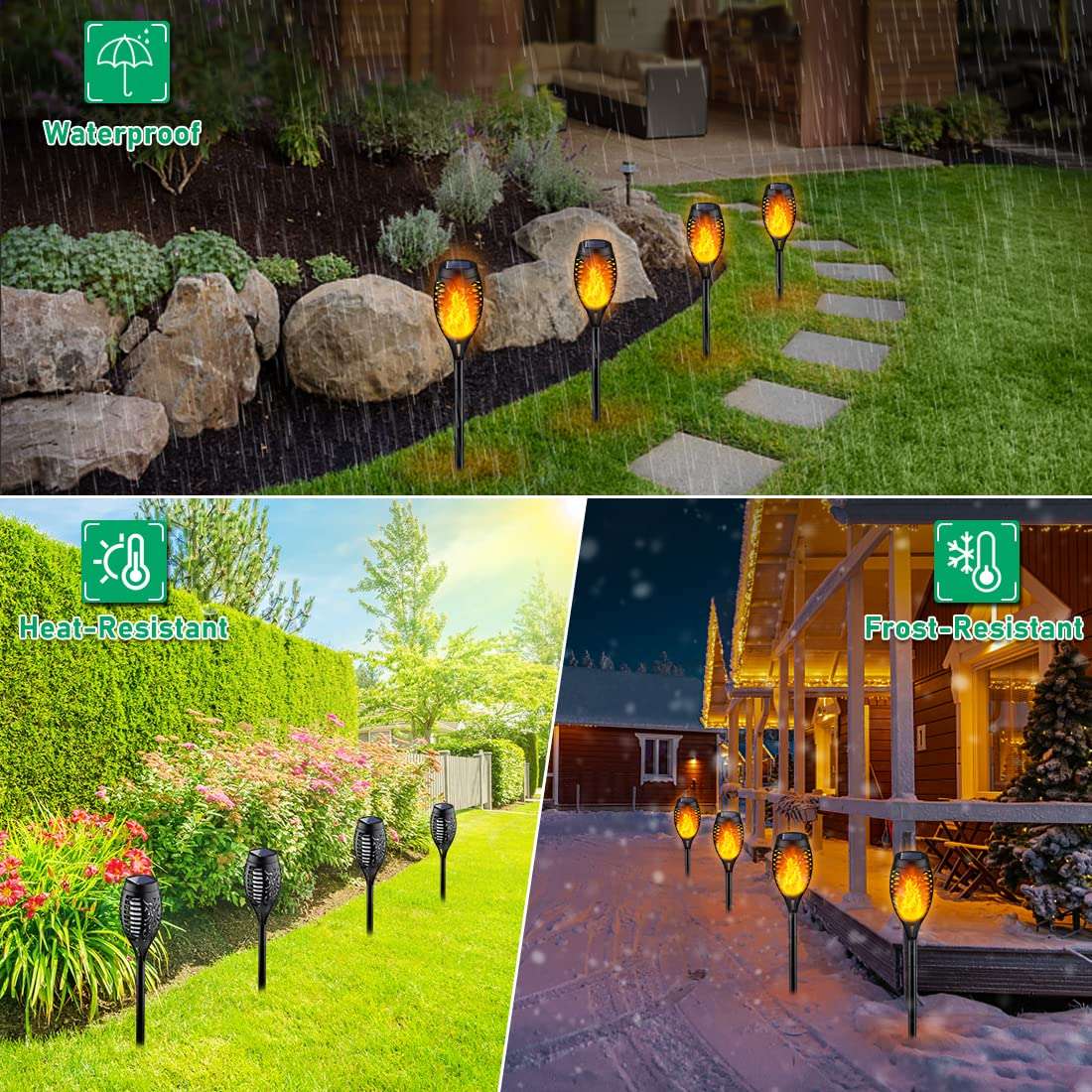 IkeeRuic Solar Lights Outdoor, Solar Torch Light with Flickering Flame for Halloween Decor, Solar Garden Lights, Waterproof Outdoor Lighting, Flame Torches for Outside Patio Pathway Yard Decorations - Image 4