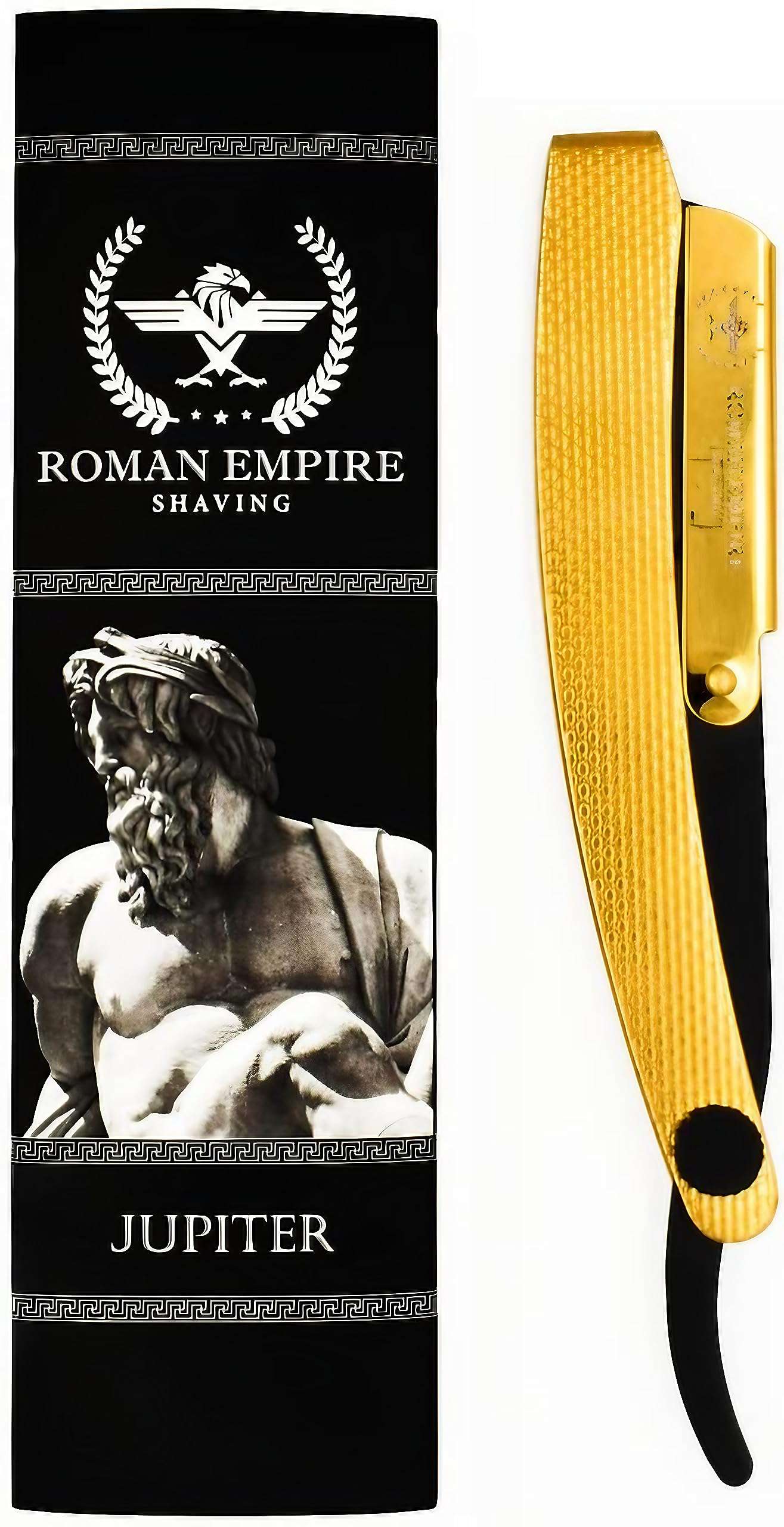 ROMAN EMPIRE SHAVING Jupiter New Straight Razor for Professional Barber with 20 Blades Sampler (Astra-Sharp-Shark-Treet) - Image 4