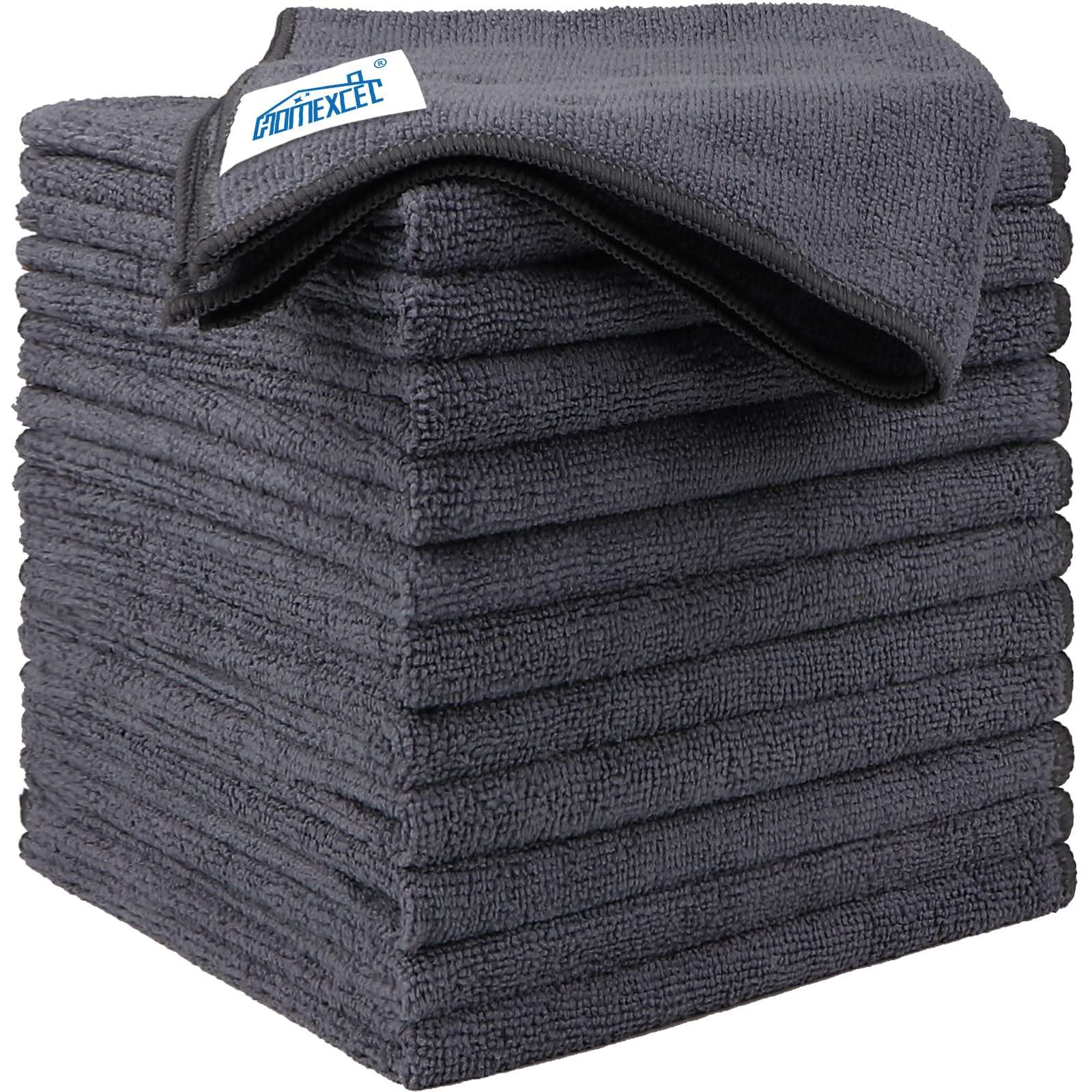 HOMEXCEL Microfiber Cleaning Cloth 12 Pack, 12.5 x 12.5 inch Microfiber Towels for Cars, Ultra Absorbent Car Washing Cloth, Lint Free Streak Free Cleaning Rags for Car, Kitchen, and Window (Grey) - Image 1