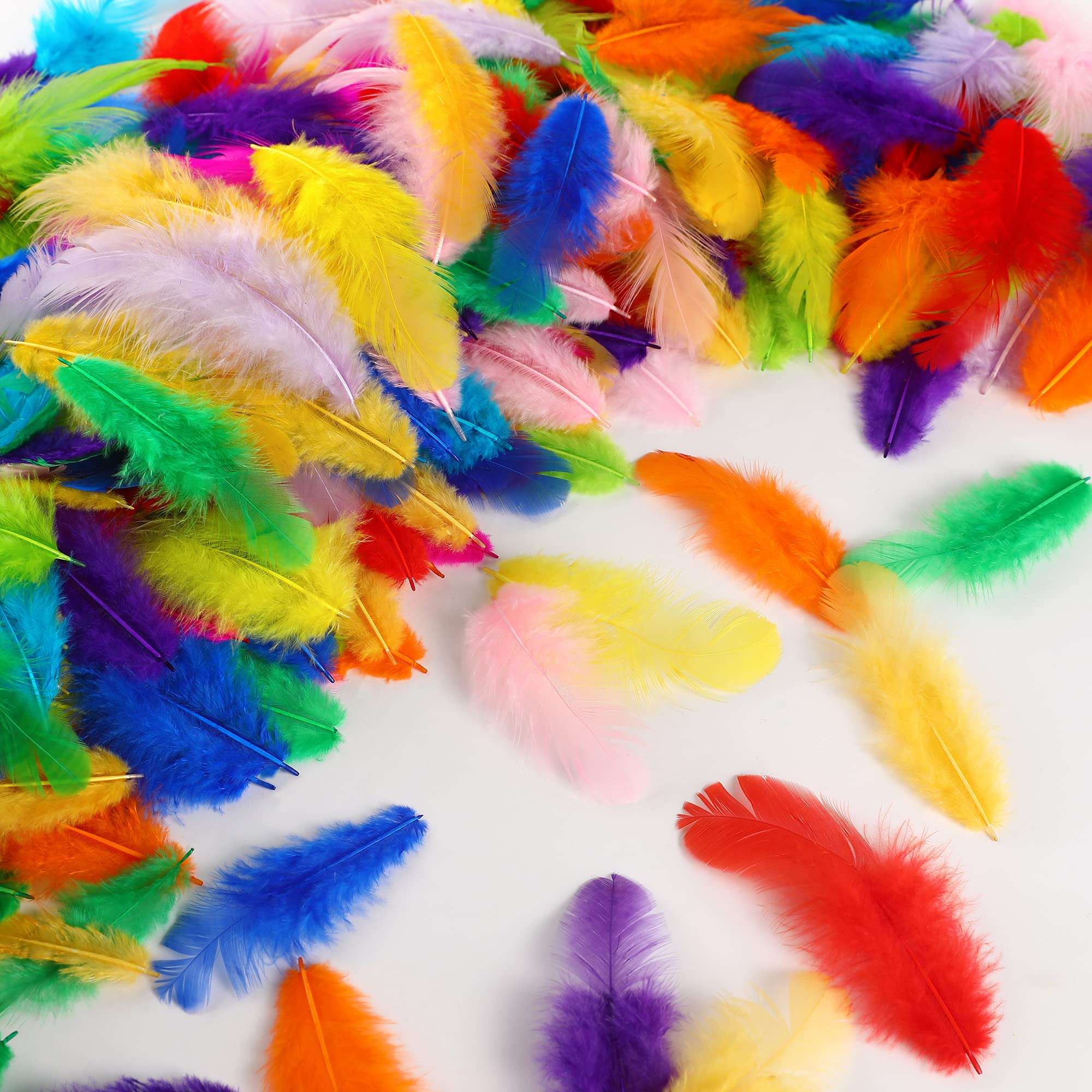 Soarer Colorful Craft Rooster Feathers - 300pcs 3-5inch Colored Feathers Bulk for Kindergarten DIY Crafts,Wedding Home Party Decorations,Dream Catcher Supplies(Rooster Colorful) - Image 7