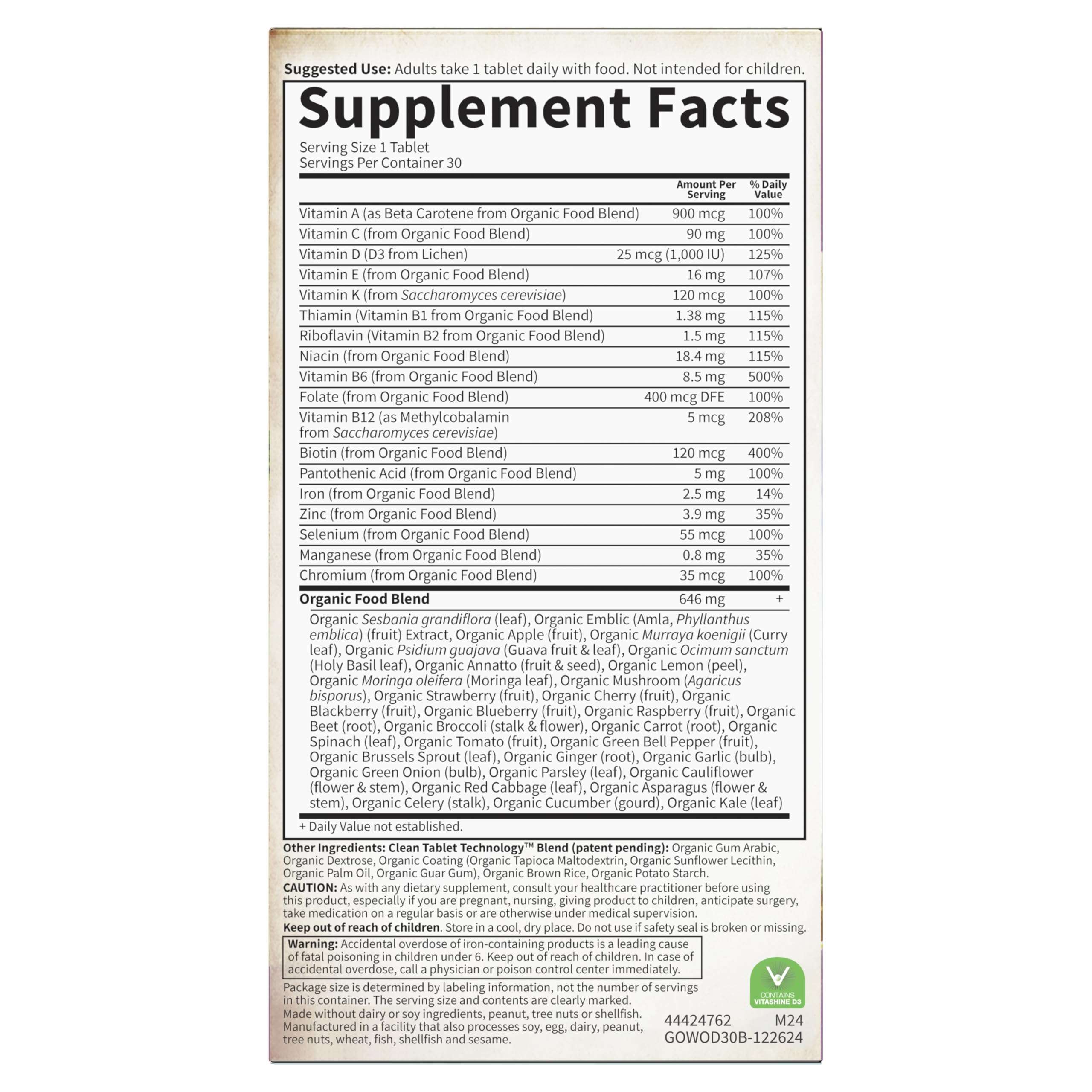 Garden of Life Organics Multivitamin for Women - Women's Once Daily Multi - Whole Food Multi with Iron, Biotin, Vegan Organic Womens Multivitamin for Health, Energy Hair Skin and Nails, 30 Tablets - Image 10