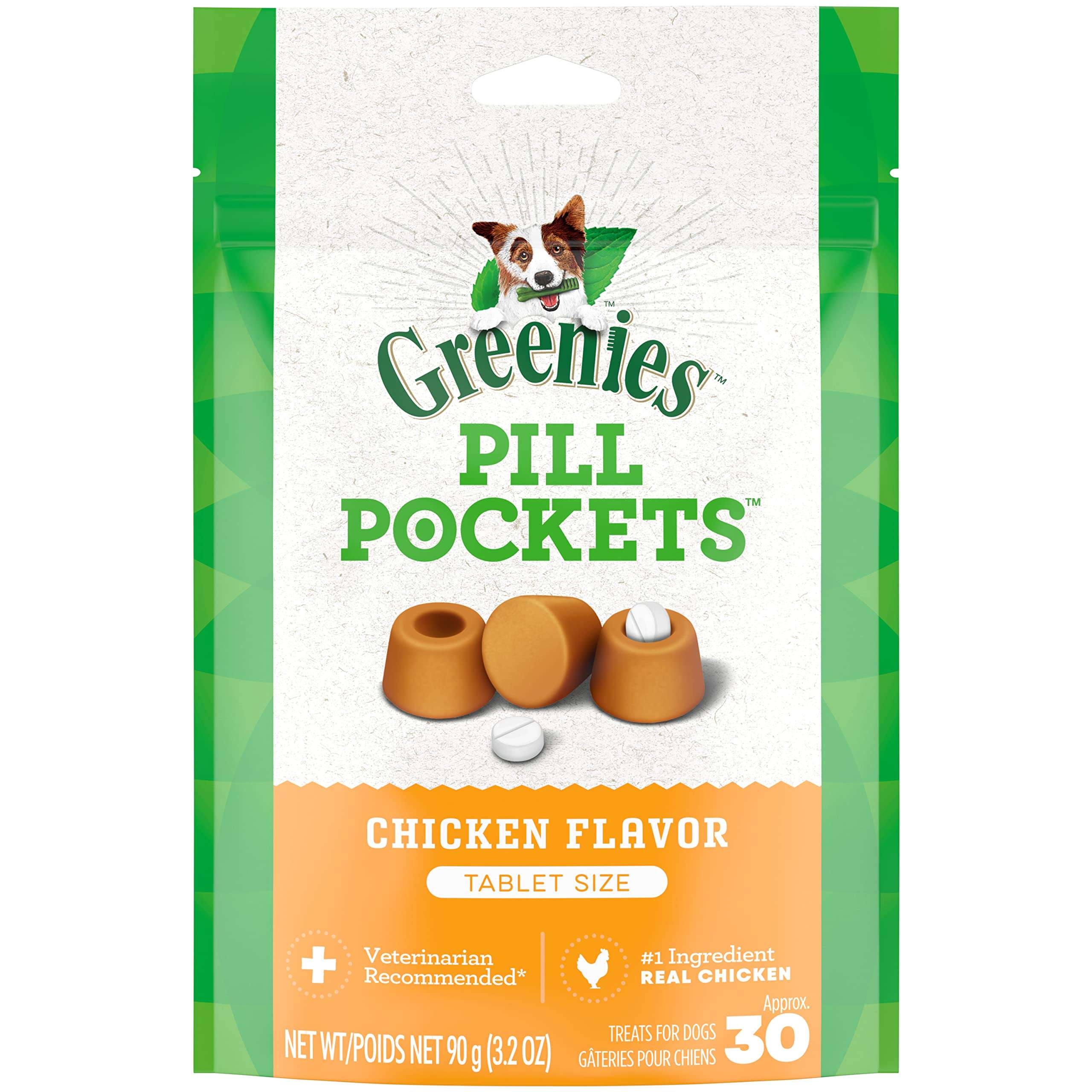 Greenies Pill Pockets for Dogs Small Size, Soft Dog Treats, Chicken Flavor, 3.2 oz. Pouch (30 Treats) - Image 1