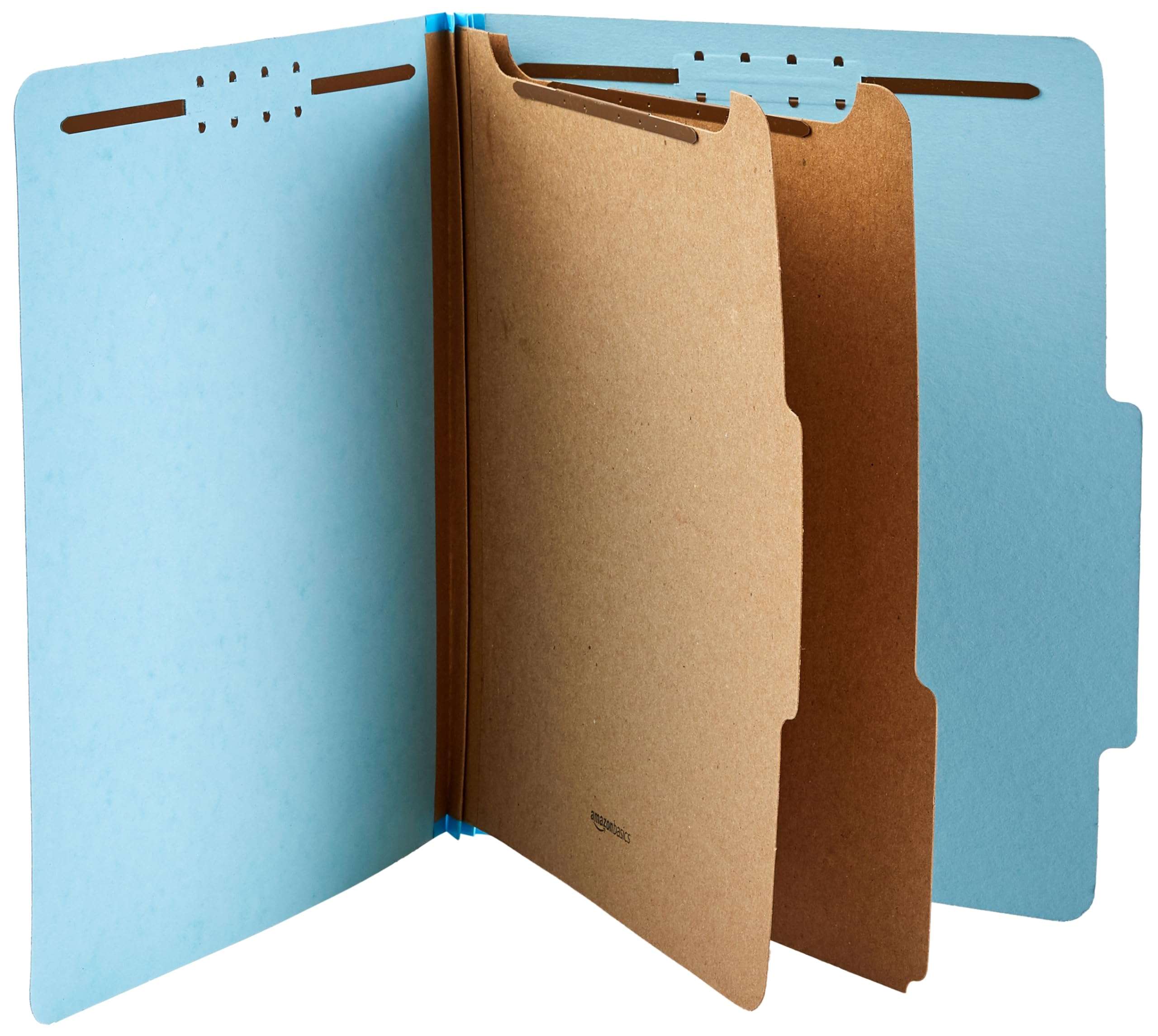 Amazon Basics Classification Folder with Prongs, 100% Recycled, 2 Dividers, 2" Embedded, 12.17 x 10.39 inch (Letter) Size, Light Blue, 10 Count per Box - Image 5