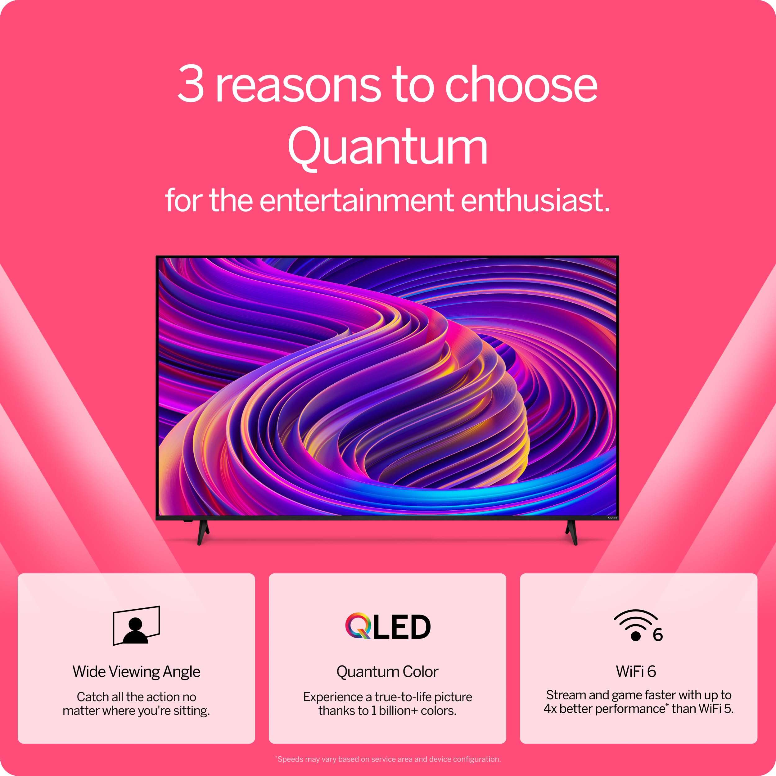 VIZIO 75-inch Quantum 4K QLED Smart TV with Dolby Vision, 120FPS @ 1080p PC Gaming, WiFi 6, Bluetooth Headphone Capable, Apple AirPlay, Chromecast Built-in (New)- M75Q6-L4 - Image 3