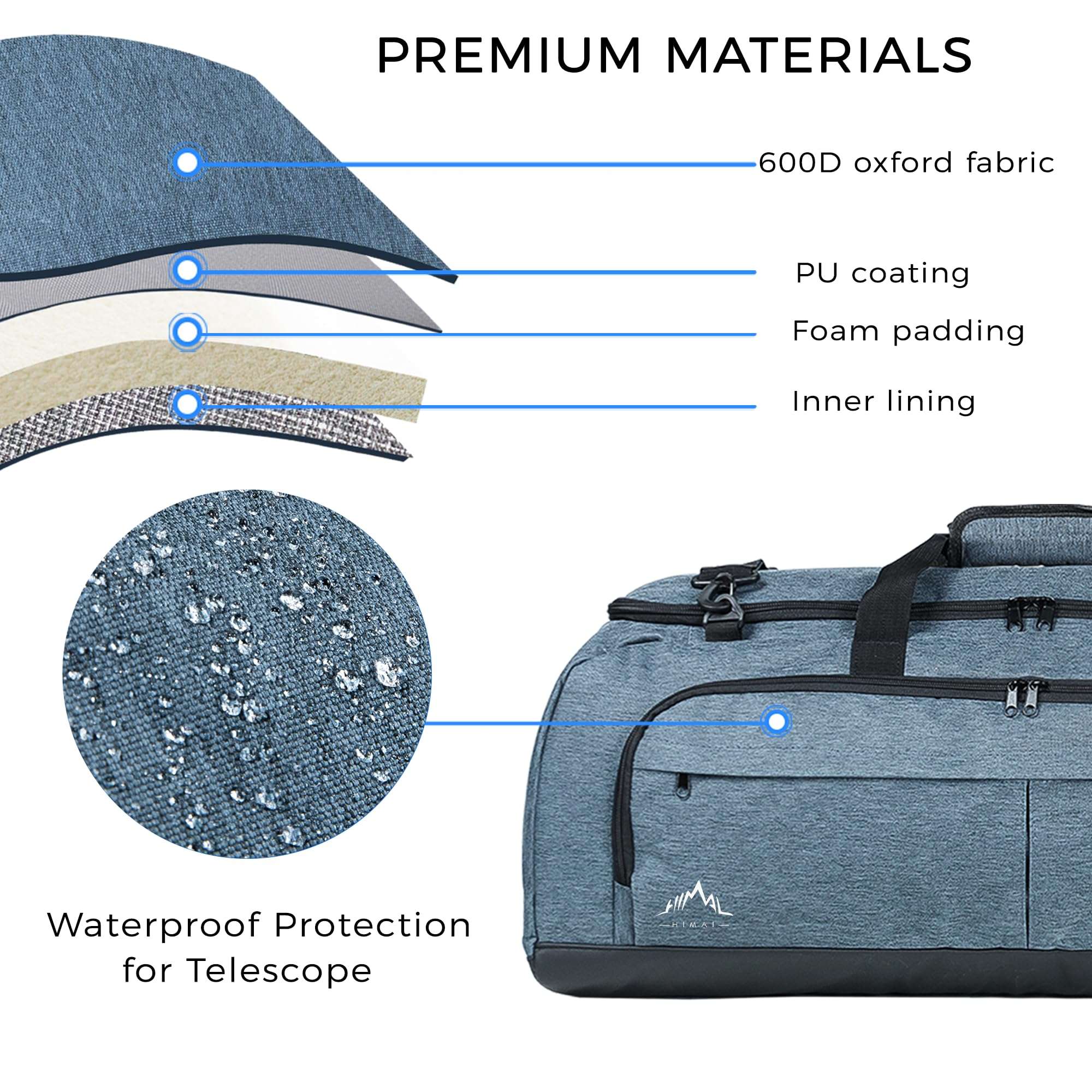 GoHimal Shock-Absorbent Telescope Bag–Multipurpose Telescope Carrying Case with Adjustable Shoulder Strap and Storage & Carrying Case for Accessories for Celestron - Image 6