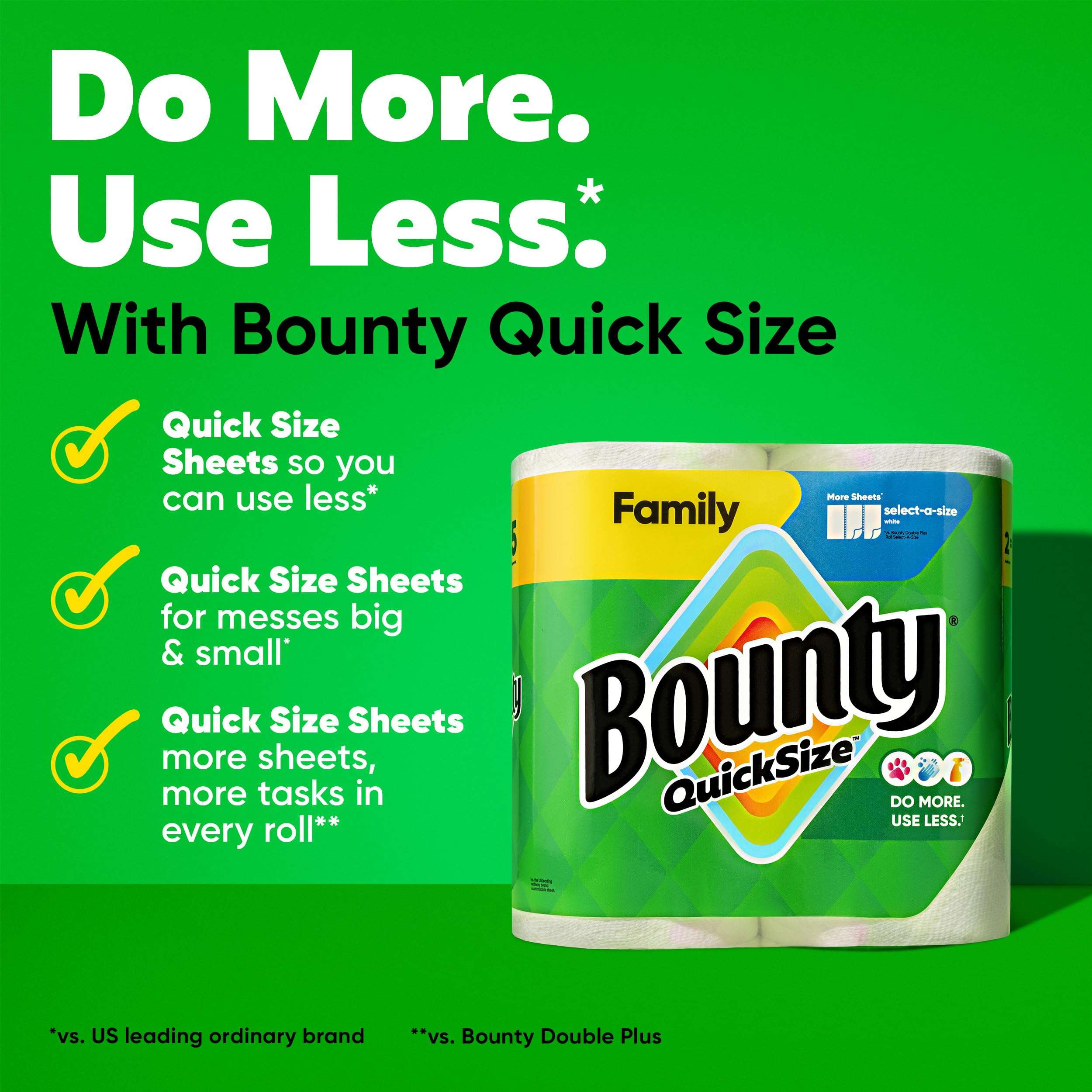 Bounty Quick Size Paper Towels, White, 8 Family Rolls = 20 Regular Rolls - Image 2