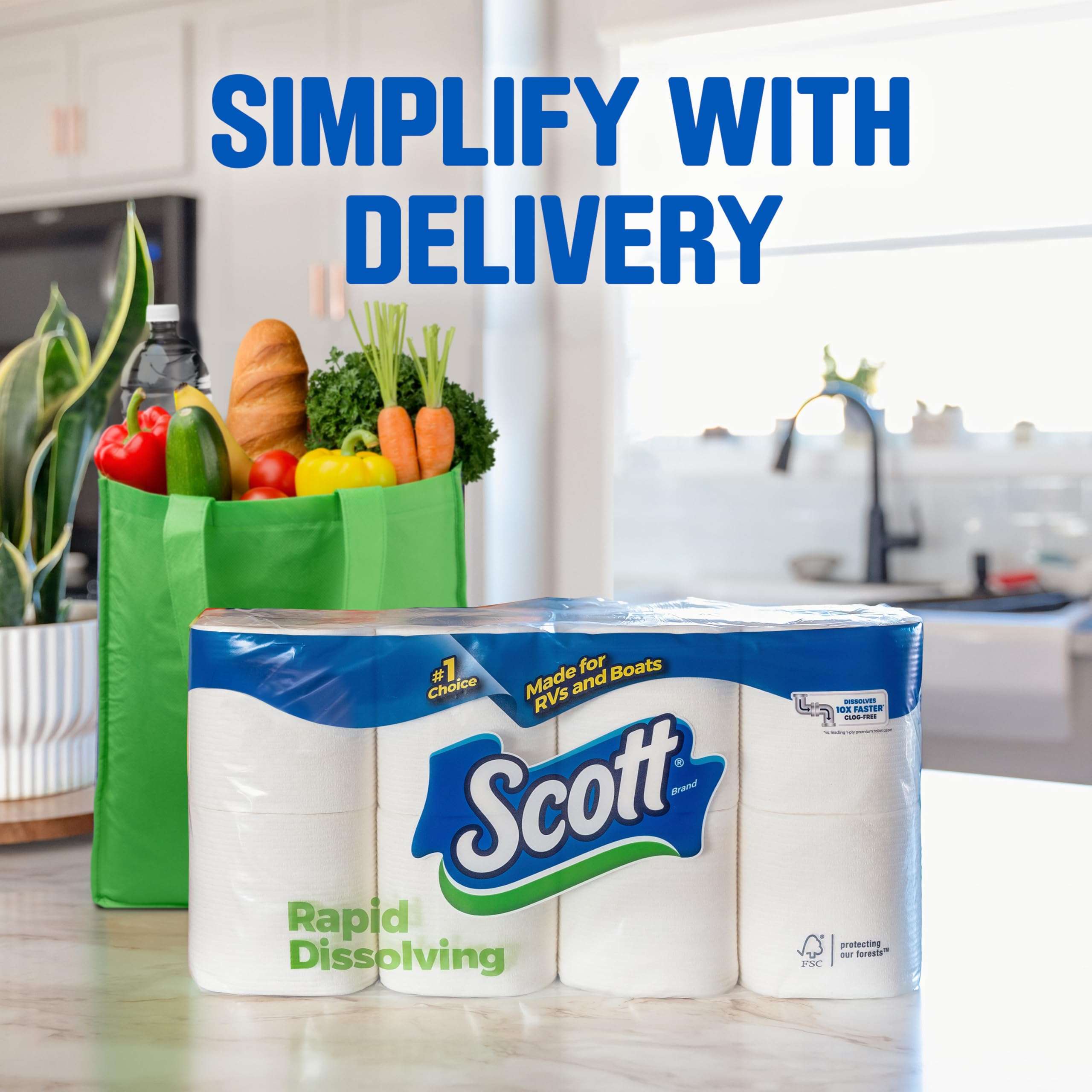 Scott Rapid-Dissolving Toilet Paper, 12 Double Rolls, Sustainable, Septic-Safe, Toilet Paper - Image 5