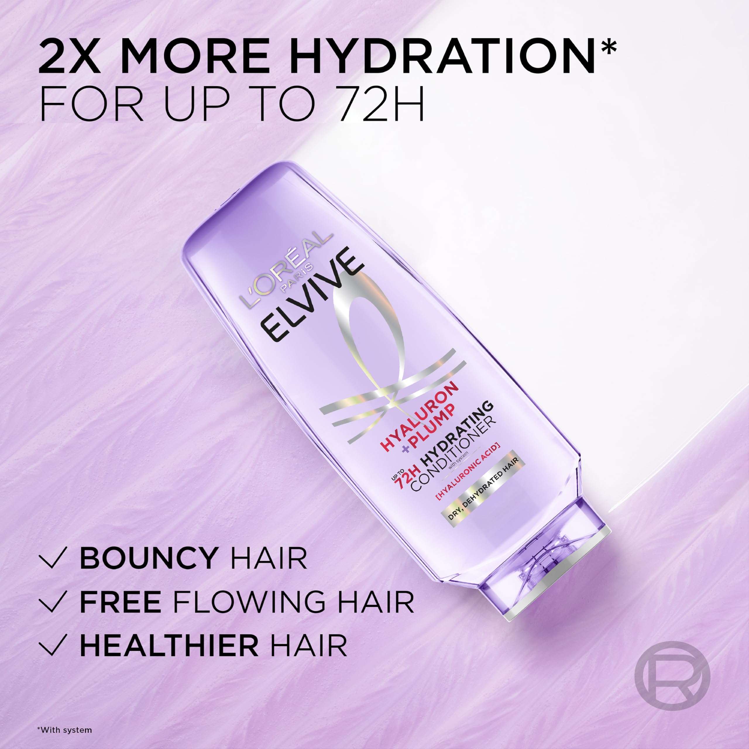 L'Oreal Paris Elvive Hyaluron Plump Hydrating Conditioner | For Dry Hair | Infused with Hyaluronic Acid Care Complex | For Dehydrated Hair | Paraben-Free | 12.6 Fl Oz - Image 8