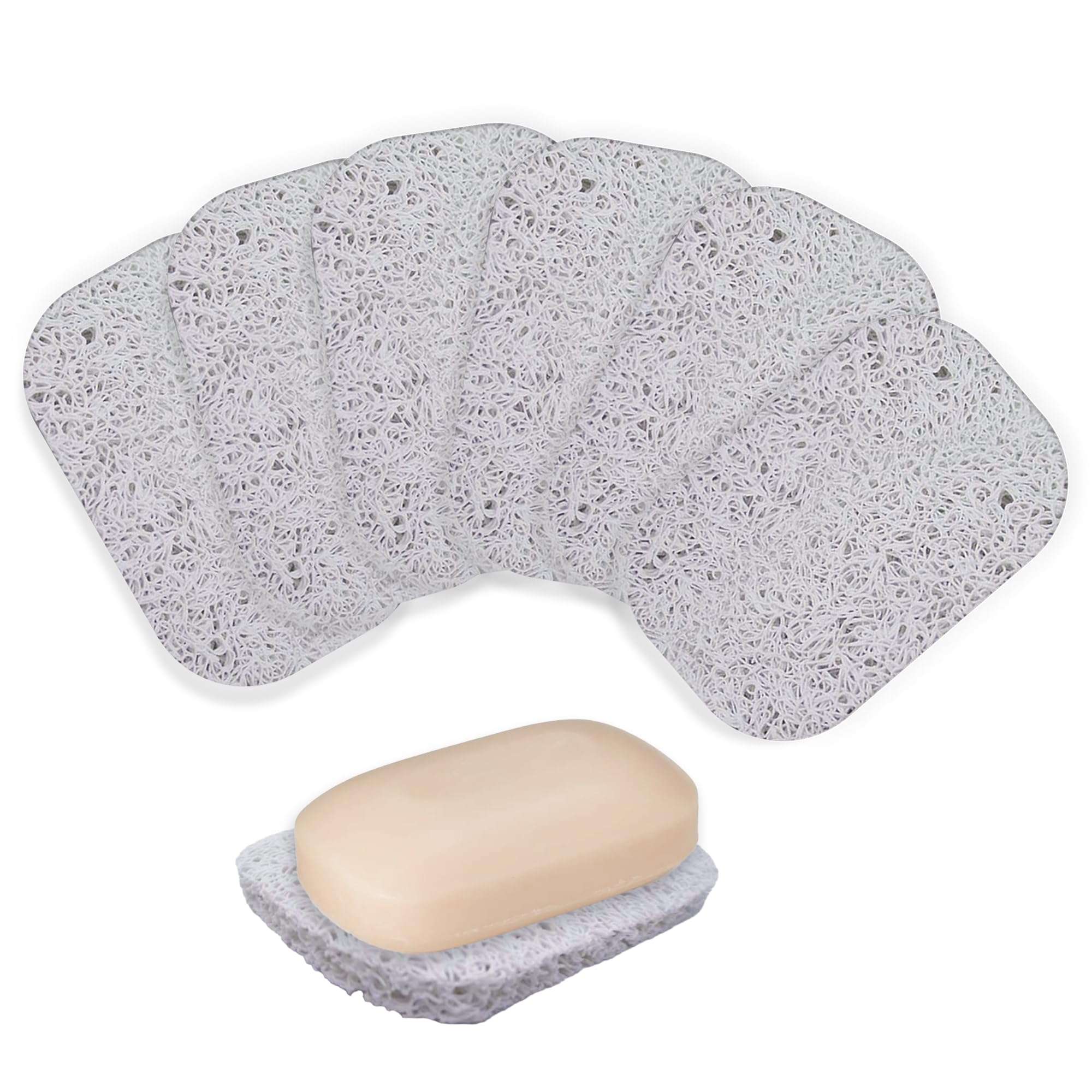 Gadgetime USA Soap Saver Pad - 6 Pack Soap Holder for Kitchen & Bathroom Use - Durable Non Slip Soap Dish, Shampoo Bar & Dish Soap - Large Size & Easy to Wash - Perfect for Travel - Self Draining - Image 1