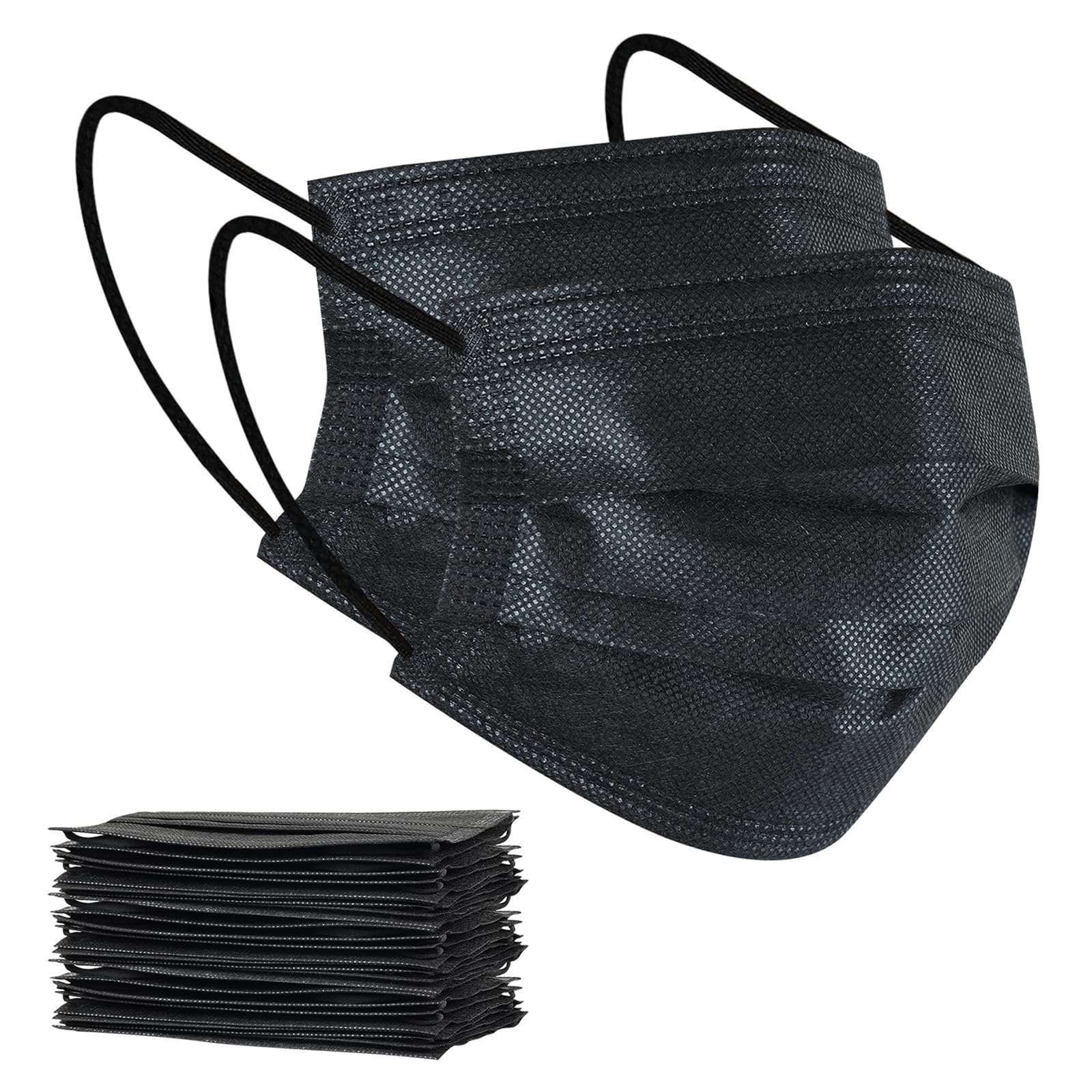 akgk 100Pcs Disposable Face Masks, Black Face Mask, 3 Ply Disposable Mask - Image 8