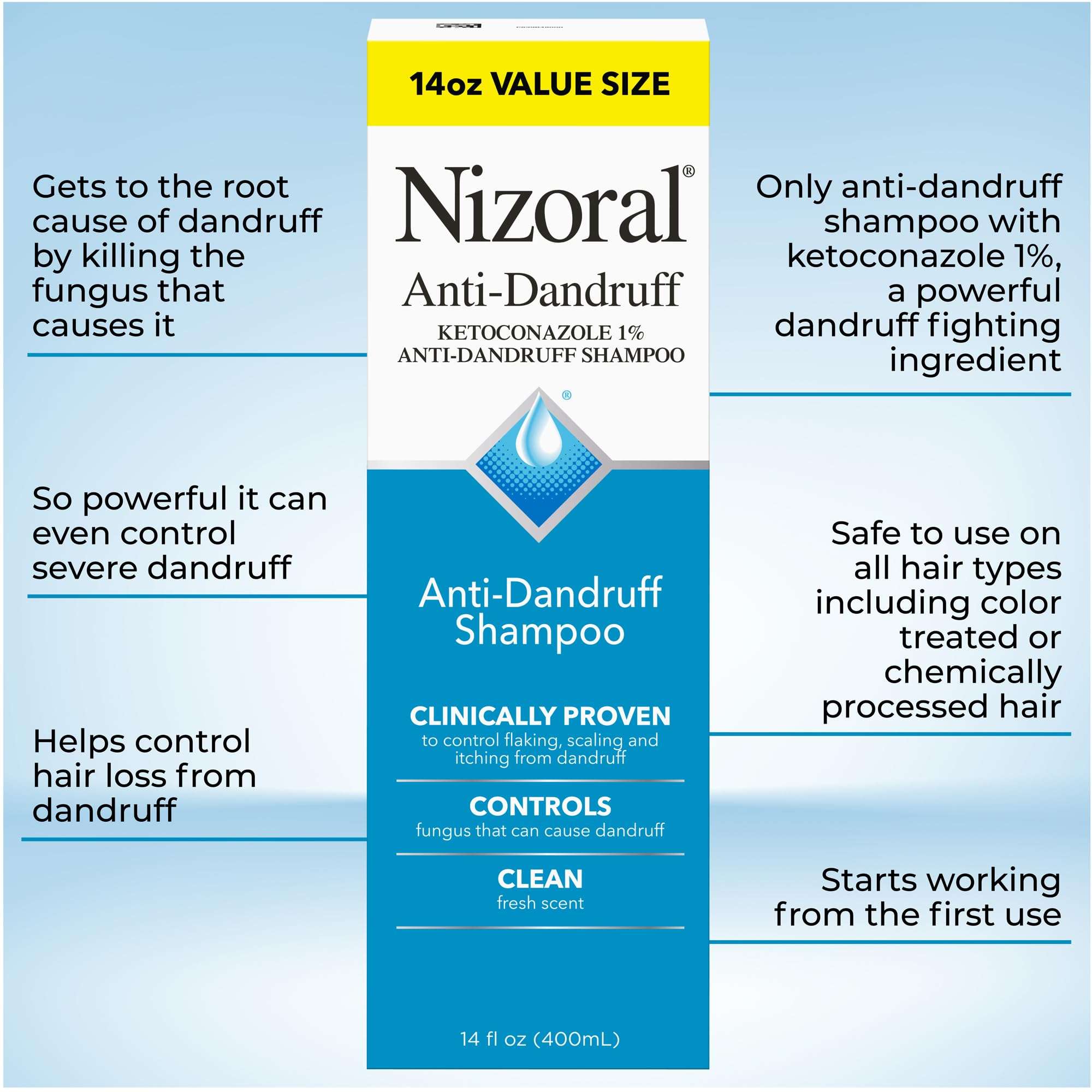 Nizoral Anti-Dandruff Shampoo with 1% Ketoconazole, 14 Fl Oz, Fresh Scent, Anti Fungal Shampoo - Image 4