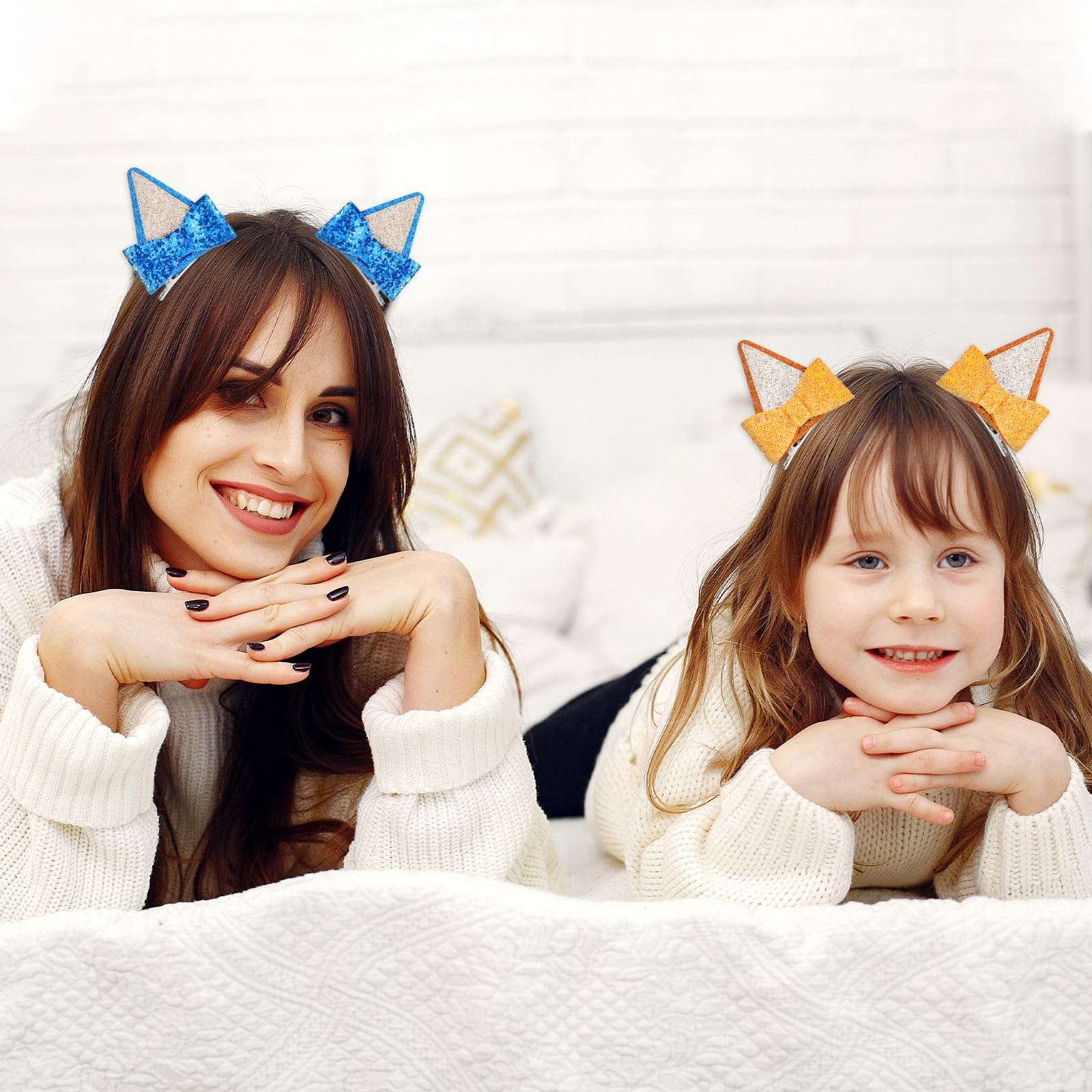 Blue Ears Hair Clips, Mabor 2 Pair Hair Pin Barrettes Hair Accessories for Halloween Costume Birthday Decorations Theme Party Supplies Cosplay for Boys and Girls (Blue and Orange) - Image 6