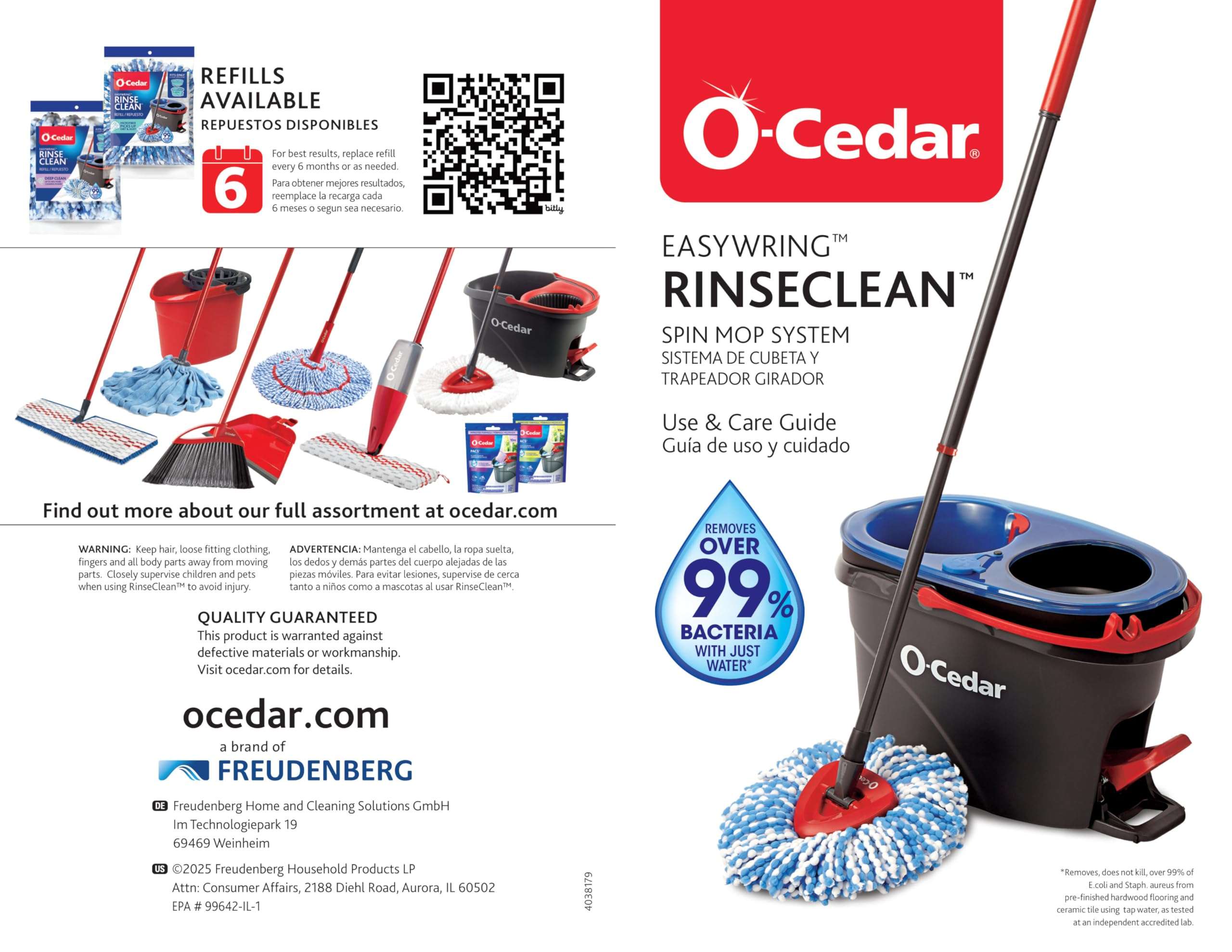 O-Cedar RinseClean Spin Mop & Bucket System | Clean with Clean Water | Removes 99% of Bacteria - Image 18