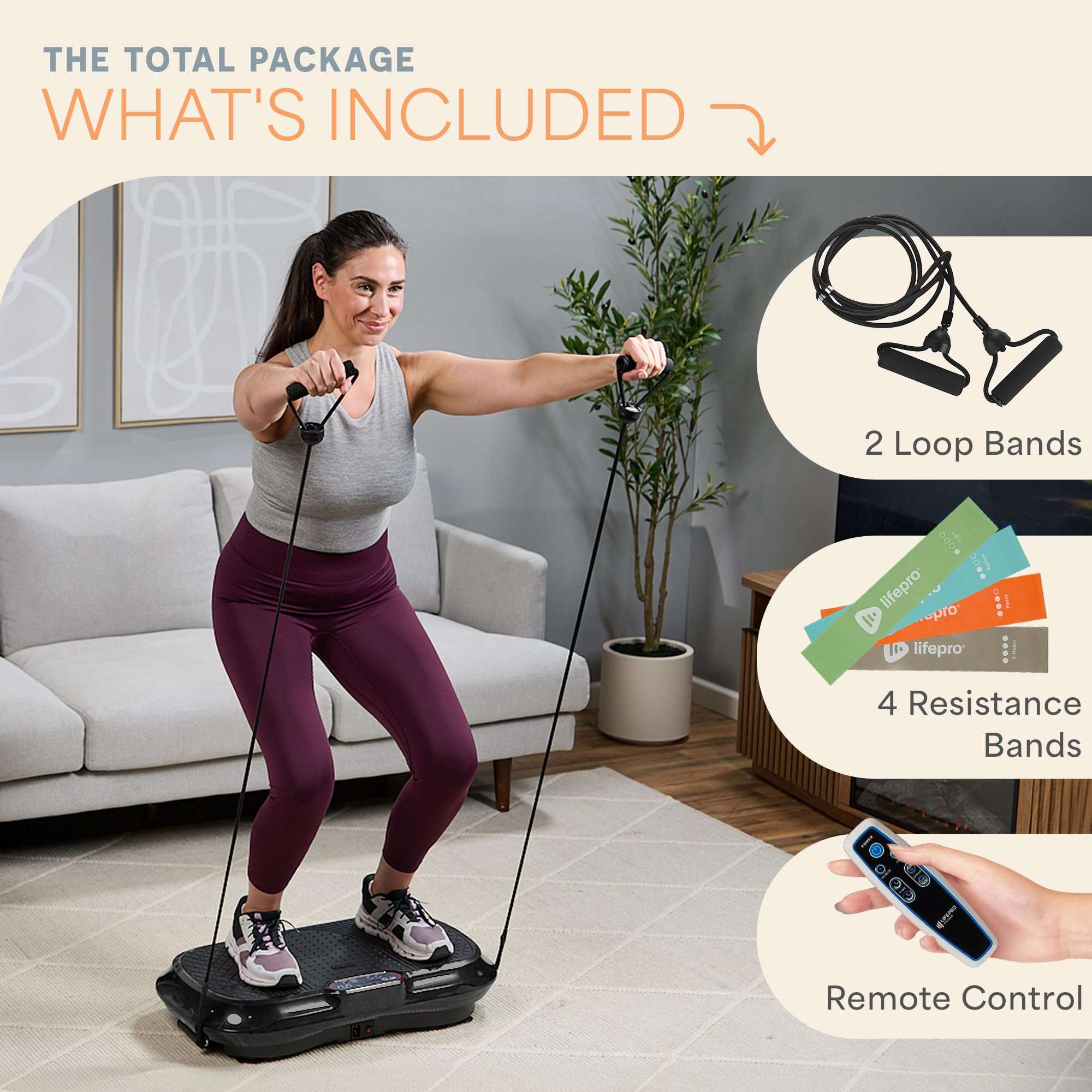 Lifepro Waver Vibration Plate Exercise Machine for Lymphatic Drainage, Muscle Activation, Full-Body Workout Vibrating Platform with Loop Bands, Fitness Equipment for Strength Toning & Fat Loss - Image 8