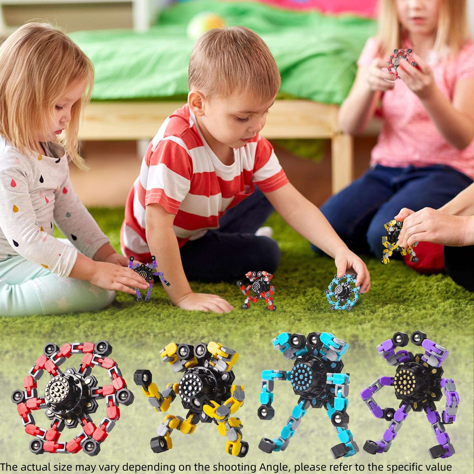 Gokeey Transformable Fidget Spinners 4 Pcs for Kids and Adults Stress Relief Sensory Toys for Boys and Girls Fingertip Gyros for Party Favors Stocking Stuffers Bulk for Kids - Image 4