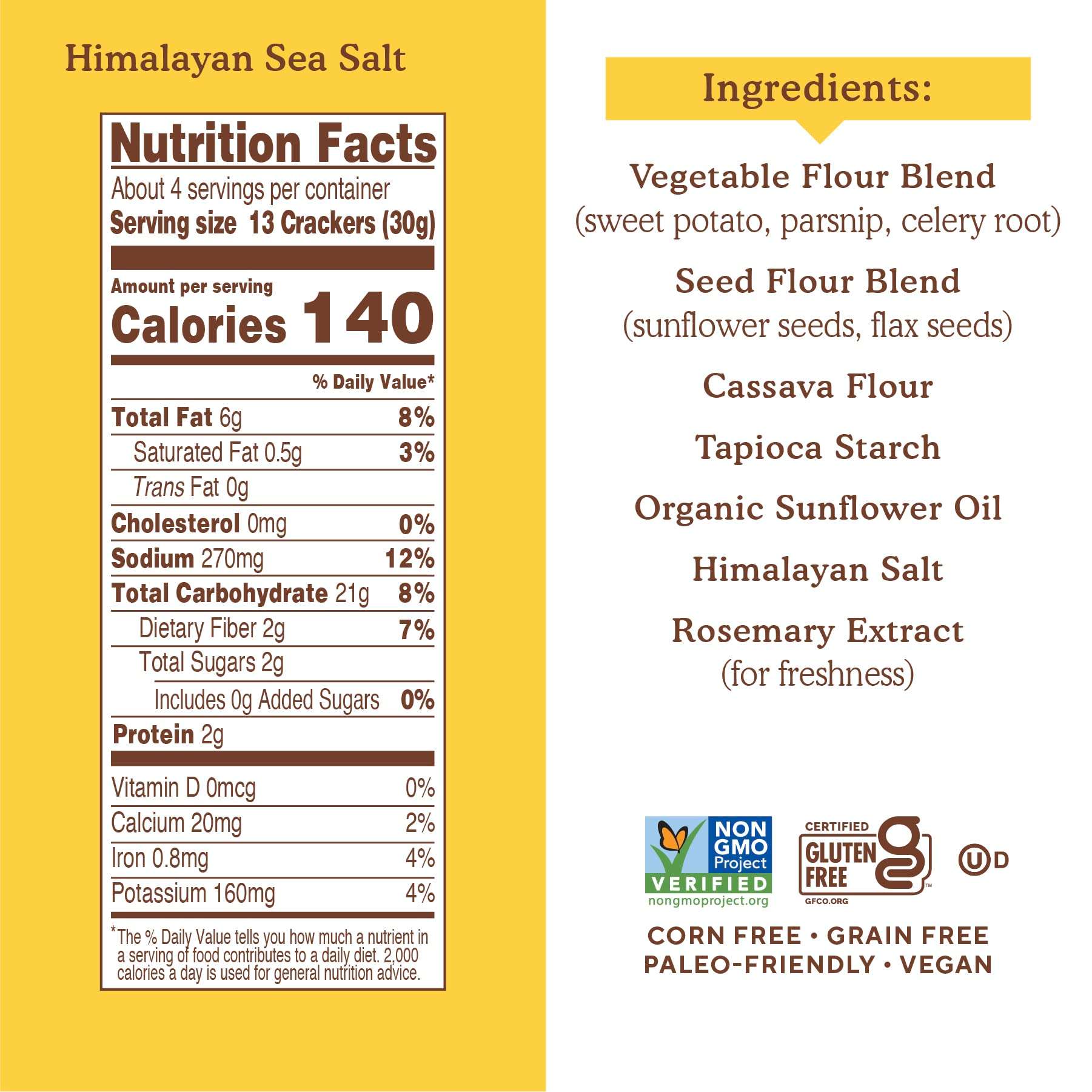 Simple Mills Veggie Pita Crackers, Himalayan Salt - Gluten Free, Vegan, Healthy Snacks, Paleo Friendly, 4.25 Ounce (Pack of 1) - Image 2