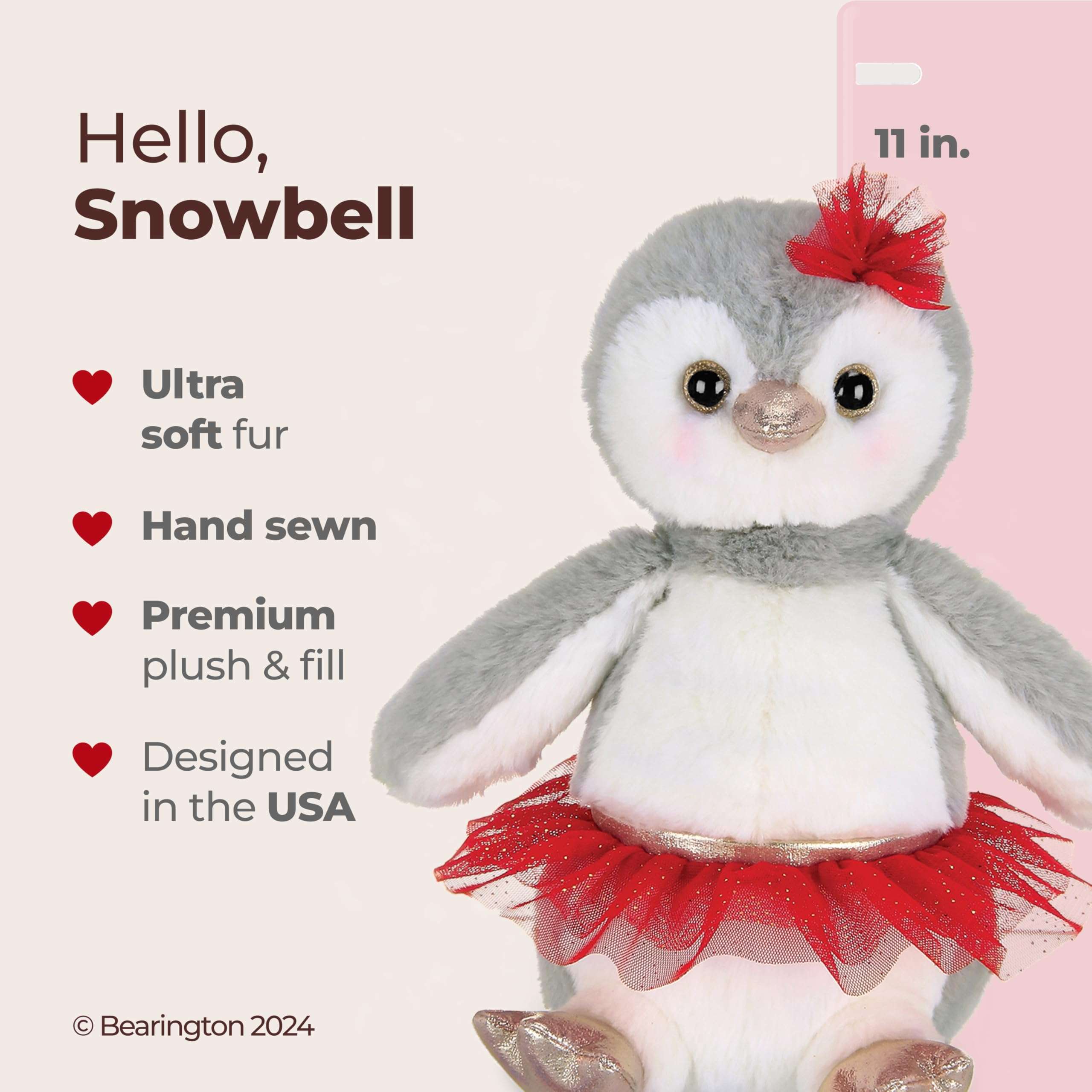 Bearington Collection Ballerina Stuffed Animal - Ballet Doll - Dance Recital Gifts for Girls - Penguin Snowbell - 11" - Image 2