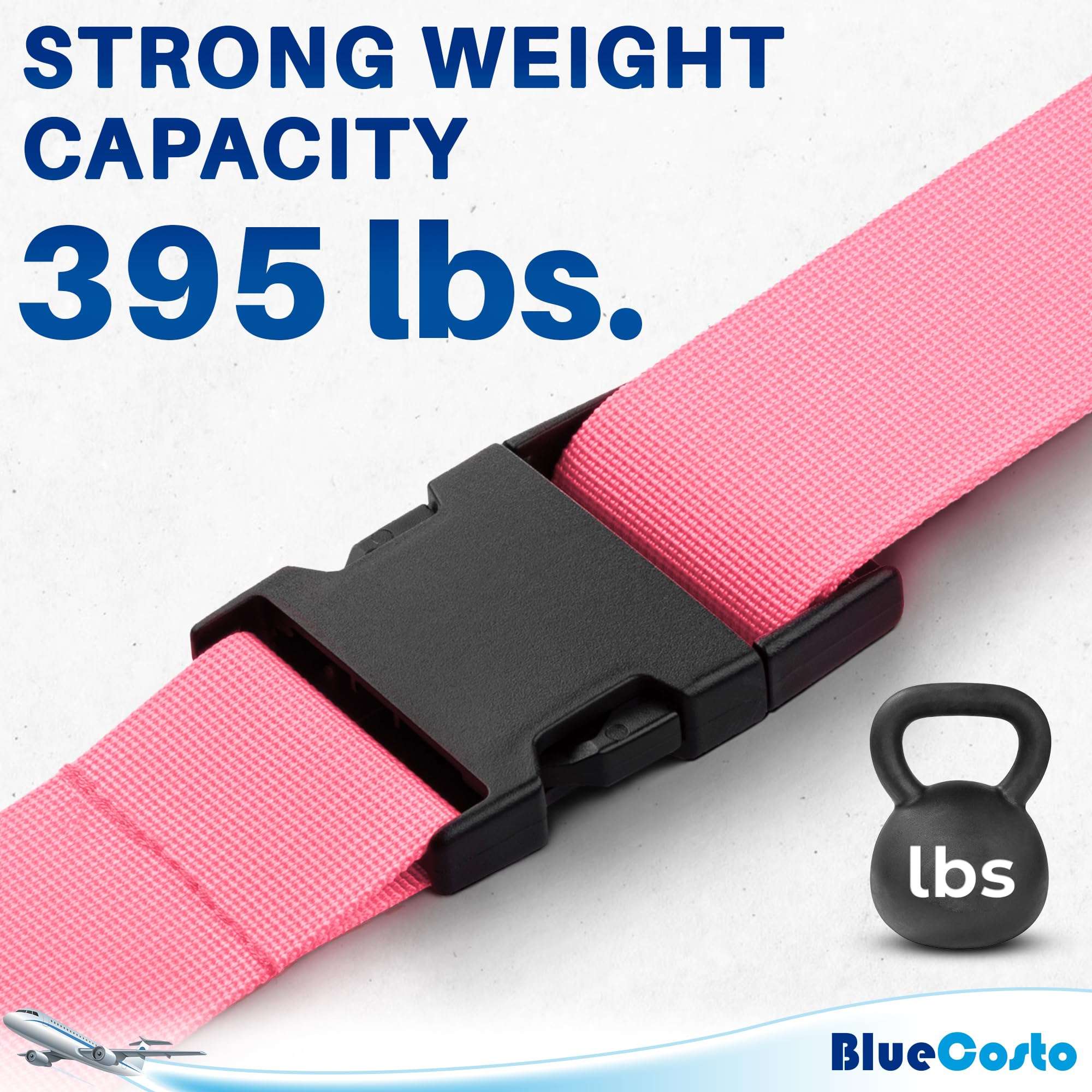 Luggage Straps for Suitcases - TSA Approved - Pink, 4 PK - Premium Nylon Belts for Suitcase, Briefcase & Travel Bag - Adjustable Strap Length 46" - 78" - Image 7