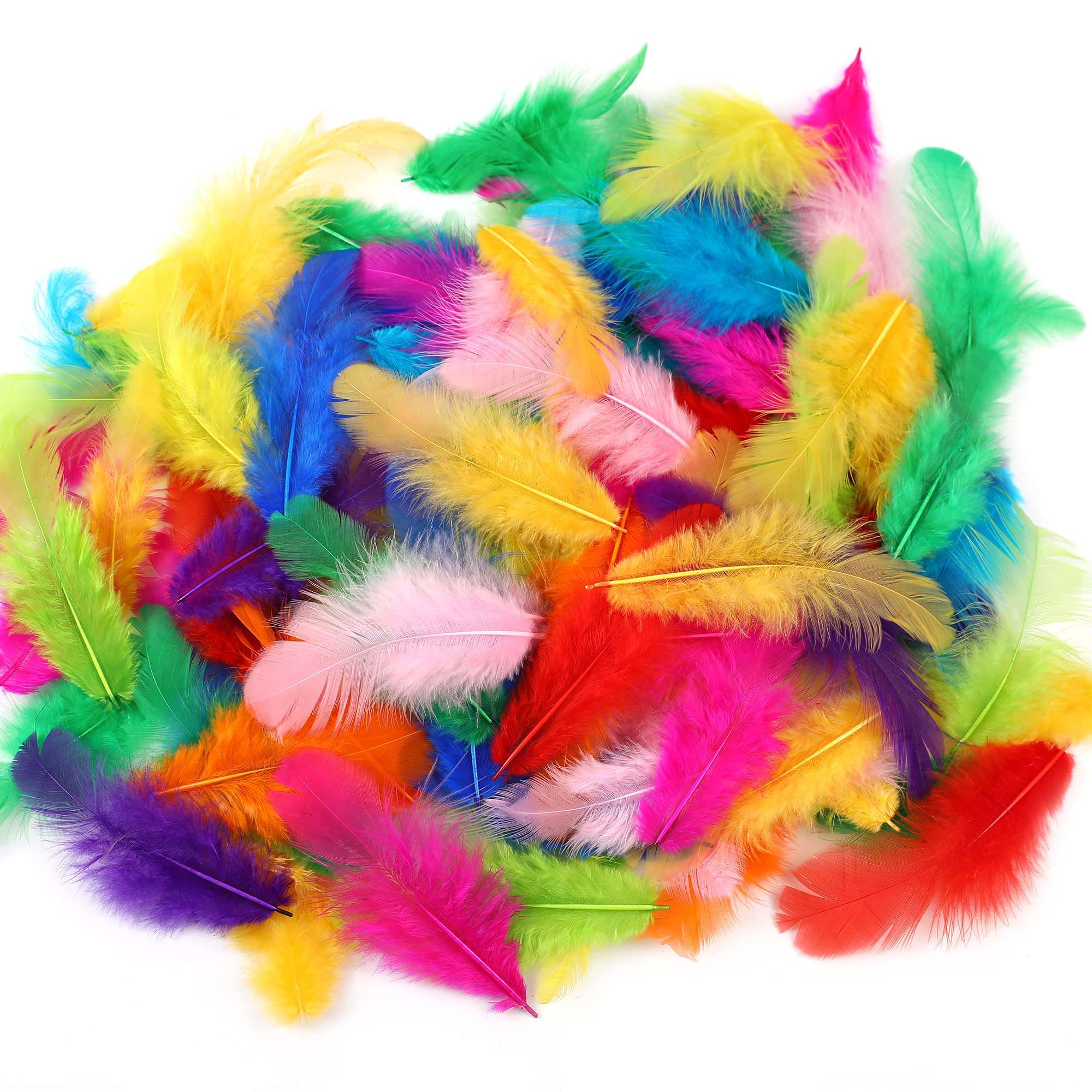 Soarer Colorful Craft Rooster Feathers - 300pcs 3-5inch Colored Feathers Bulk for Kindergarten DIY Crafts,Wedding Home Party Decorations,Dream Catcher Supplies(Rooster Colorful) - Image 2