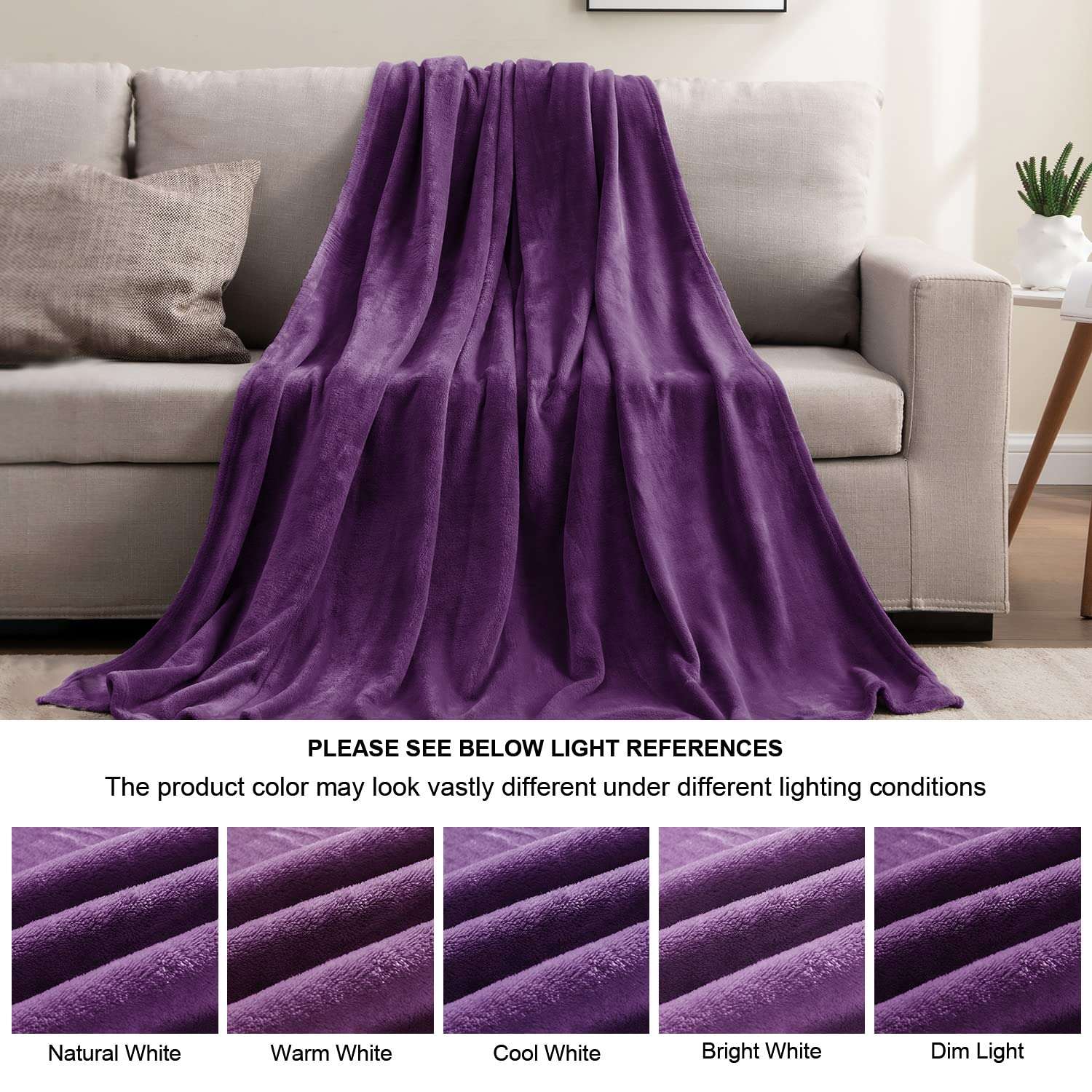 BEDELITE Fleece Blanket Purple Throw Blankets for Couch & Bed, Luxury Plush Cozy Fuzzy Blanket 50" x 60", Super Soft Warm Lightweight Throw Blanket for Travel Camping - Image 6