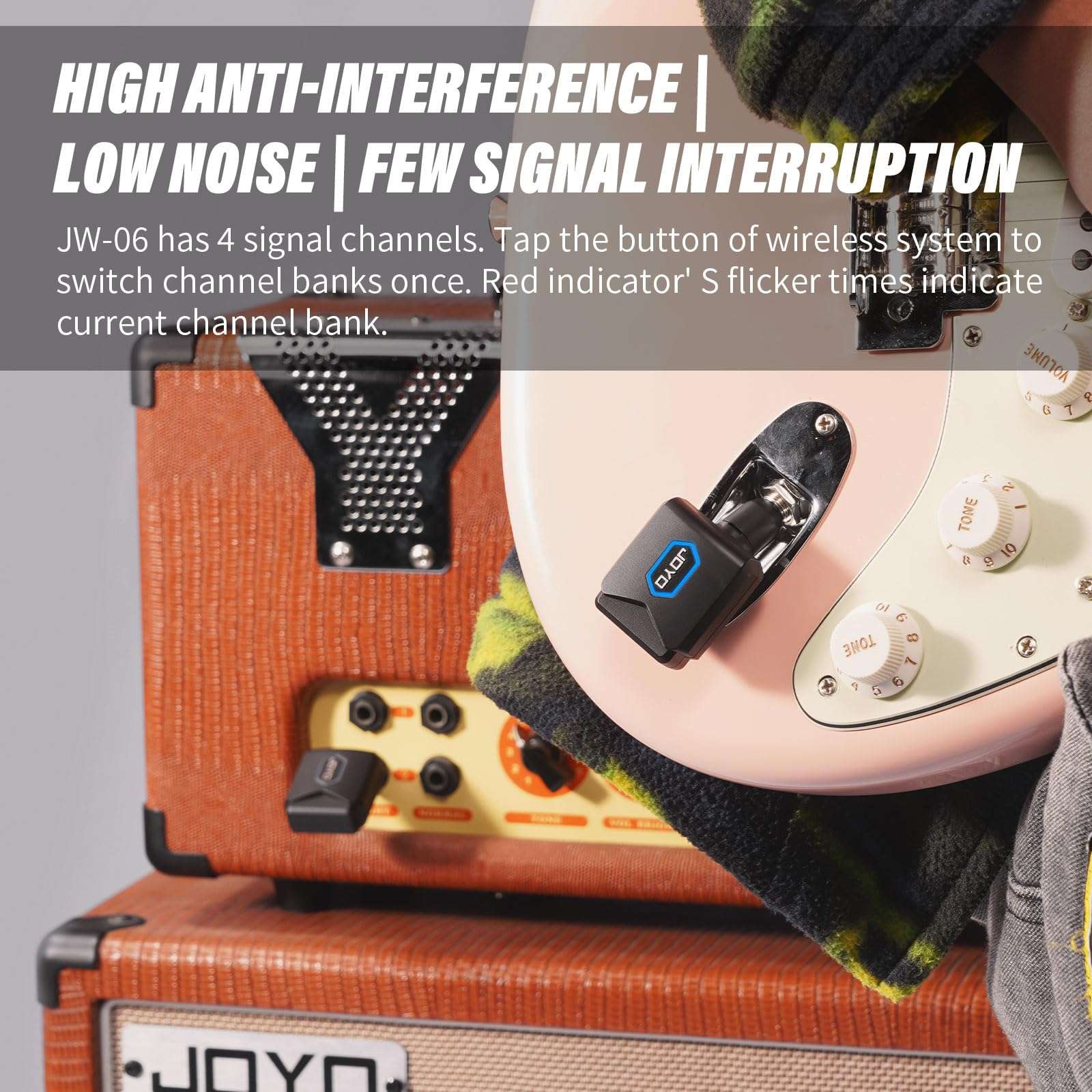 JOYO Wireless Guitar System 5.8GHz Wireless Guitar Transmitter Receiver with Charging Box 4 Signal Channel for Guitar Bass Electric Instruments (JW-06) - Image 5