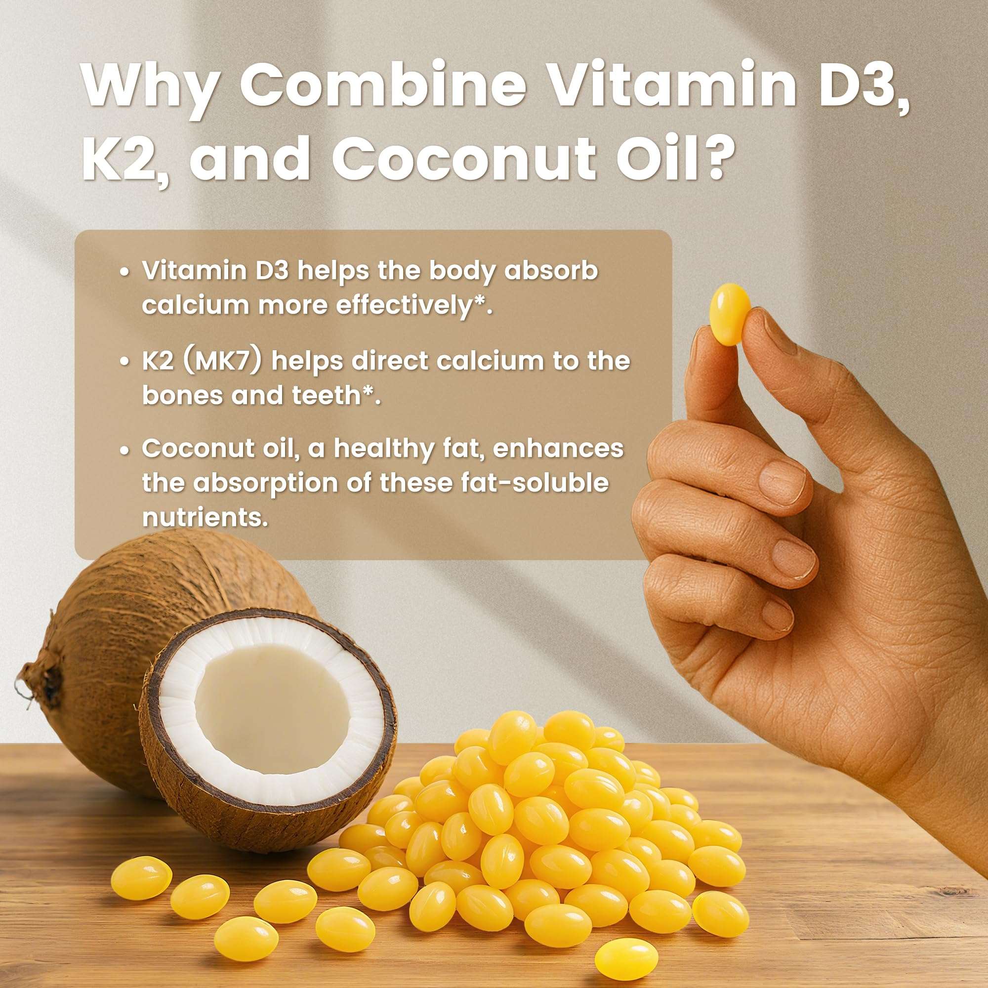 VEV Corefeel Vitamin D3 K2 10,000 IU, 200 mcg MK-7, 300 Coconut Oil Softgels, 2 in 1 Vitamins Supplement D & K (Include MK7), Easy to Swallow, Supports Calcium Absorption, Bone Health - Image 6