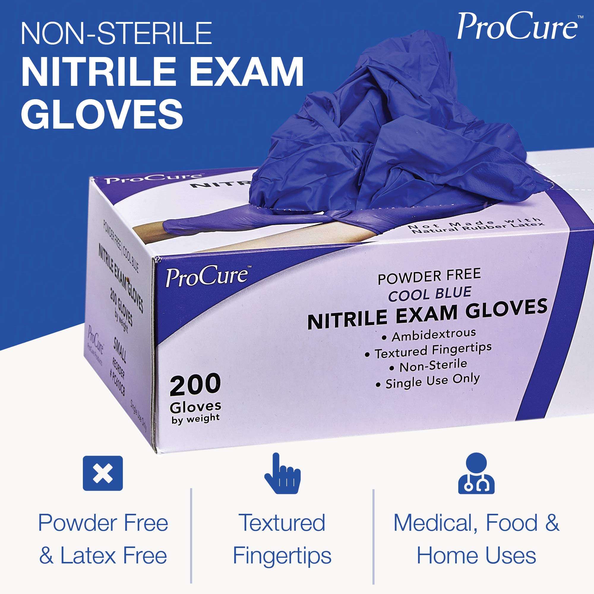 ProCure [200 Count] Disposable Nitrile Gloves - Latex Free, Powder Free Medical Exam Gloves - Image 6