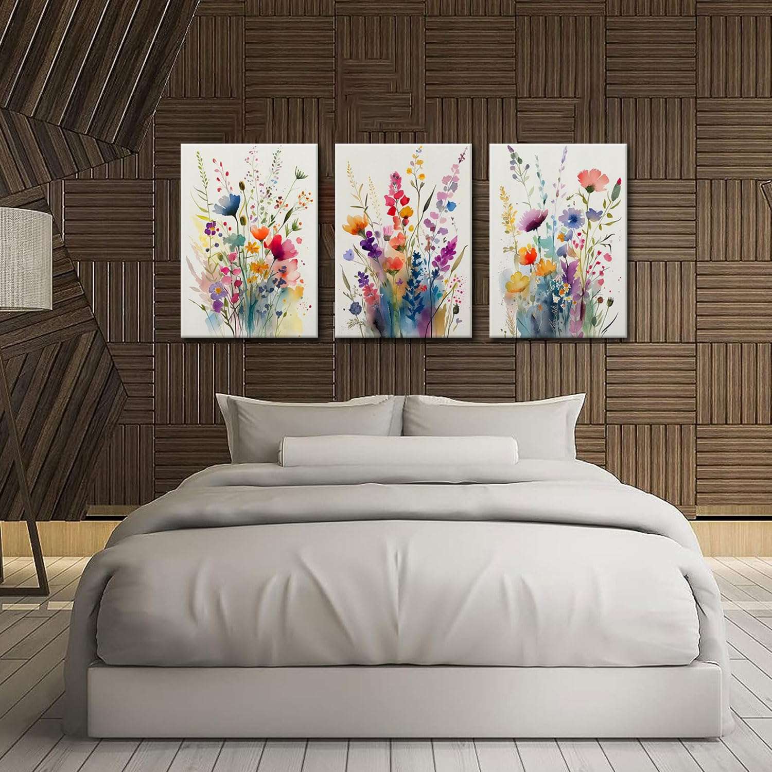 KISSFOX 3 Piece Colorful Wildflower Botanical Framed Wall Art Watercolor Floral Canvas Art Prints Boho Flower Pictures Wall Decor Modern Minimalism Paintings Artwork Girls Bedroom Living Room Bathroom - Image 8