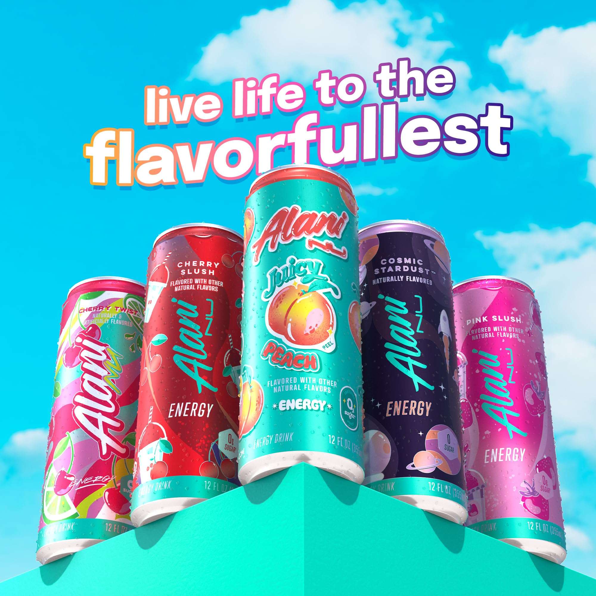 Alani Nu JUICY PEACH, Sugar Free, Low Calorie Energy Drinks, 200mg Caffeine, Biotin, B Vitamins, Zero Sugar, 10 Calories, 12 Fl Oz Cans, 12 Pack - Image 8
