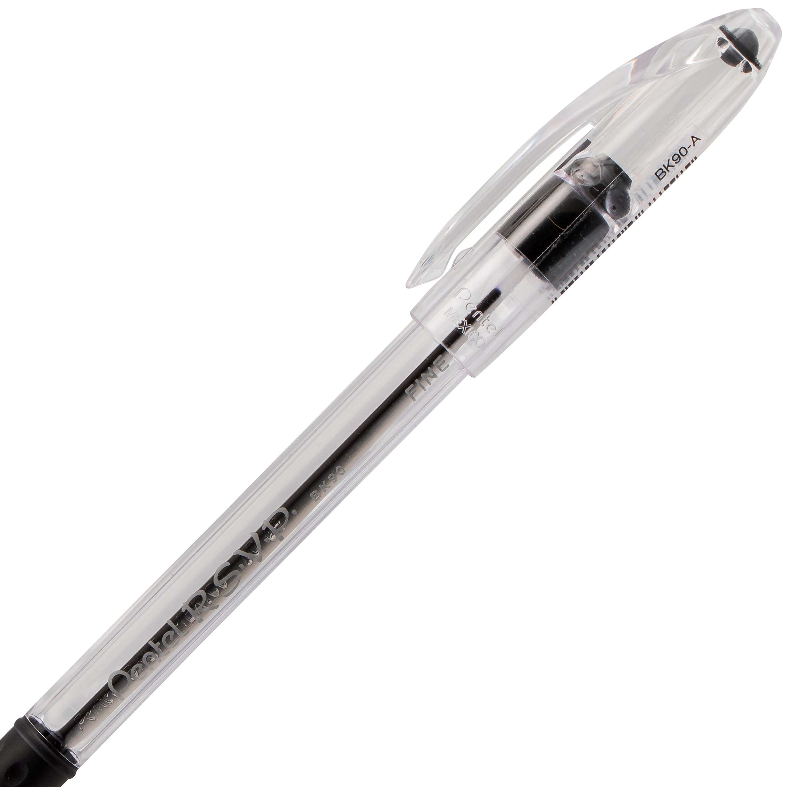 Pentel® R.S.V.P.® Ballpoint Pens, Fine Point, 0.7 mm, Clear Barrel, Black Ink, Pack Of 5 - Image 6