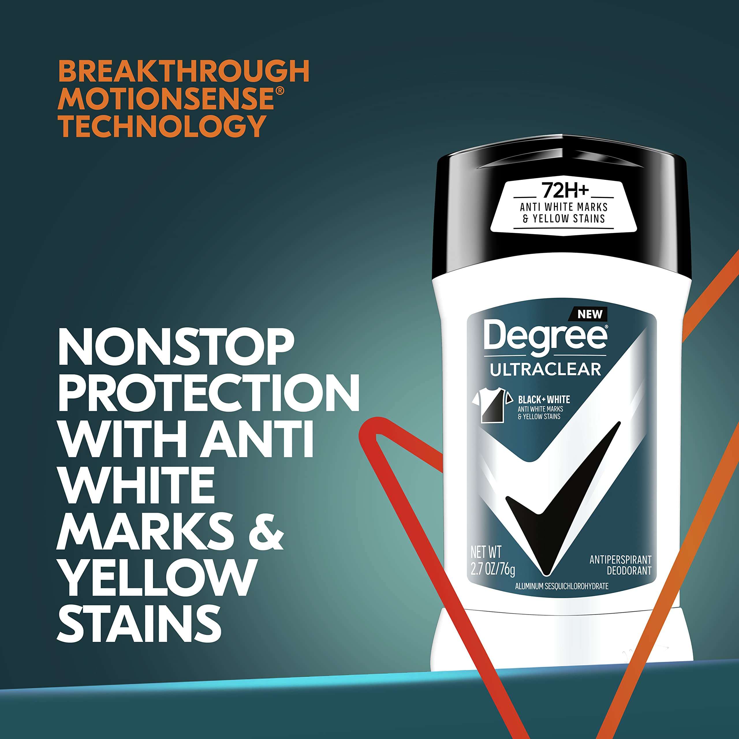 Degree Men UltraClear Antiperspirant Deodorant Black + White 72-Hour Sweat & Odor Protection Antiperspirant For Men With MotionSense Technology 2.7 Ounce (Pack of 4) - Image 7