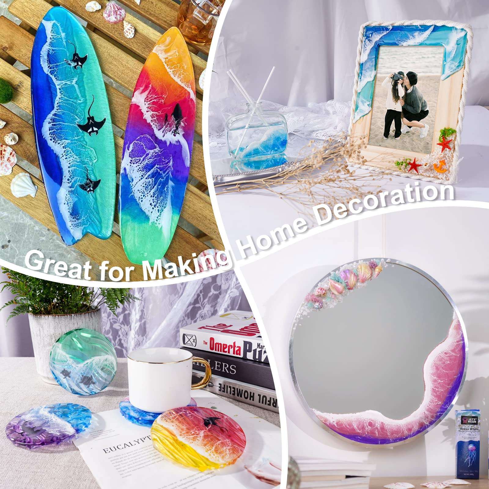 LET'S RESIN Ocean White Epoxy Resin Pigment 167g/5.89oz, High Concentrated Paste for Epoxy & UV Resin, UV Resistant Opaque Pigment for Creates Cells & Lacing, 3D Flower Coasters - Image 5