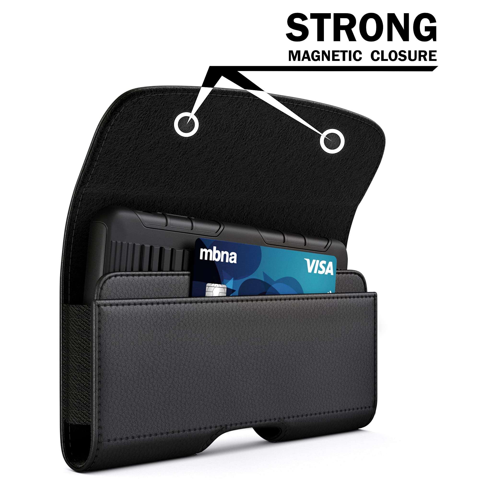 BOMEA Case for Large iPhone Plus, Pro Max 16 15 14 13 12 11 Xs, Samsung Galaxy S25+ S24+ S23+ S22+ S21+, Cell Phone Belt Holster Clip, ID Card Holder Pouch, Fits Otterbox Case - Black - Image 2