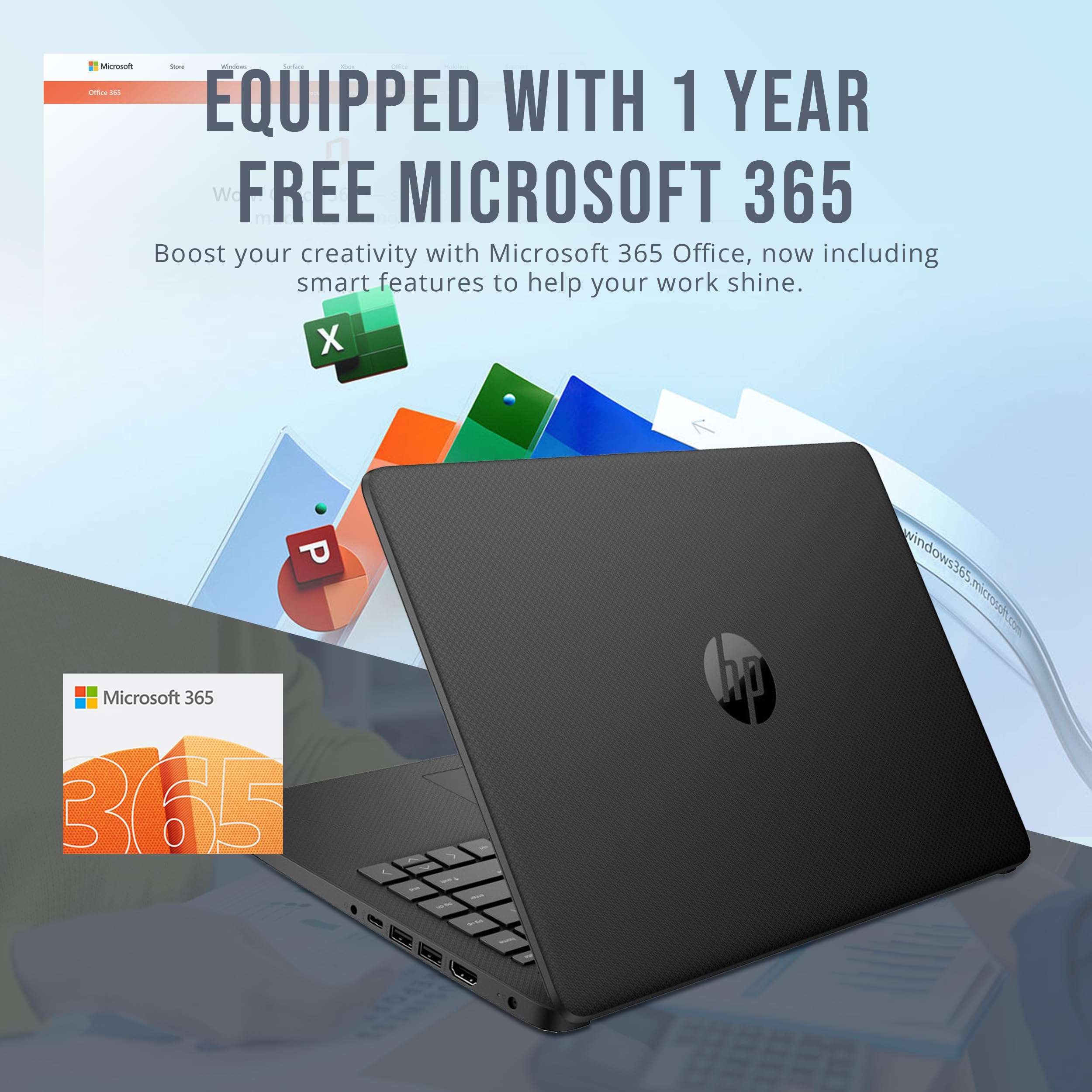 HP Stream 14" HD BrightView Laptop, Intel Celeron N4120, 16GB RAM, 288GB Storage (128GB eMMC + 160GB Docking Station Set), Intel UHD Graphics, 720p Webcam, Wi-Fi, 1 Year Office 365, Win 11 S, Black - Image 5